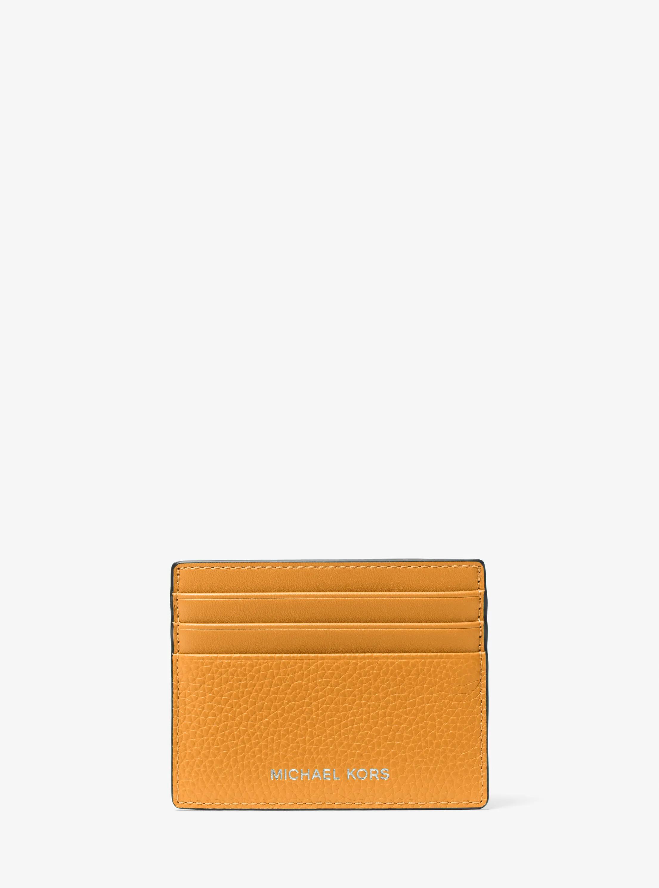 Cooper Pebbled Leather Tall Card Case in POP ORANGE | Michael Kors