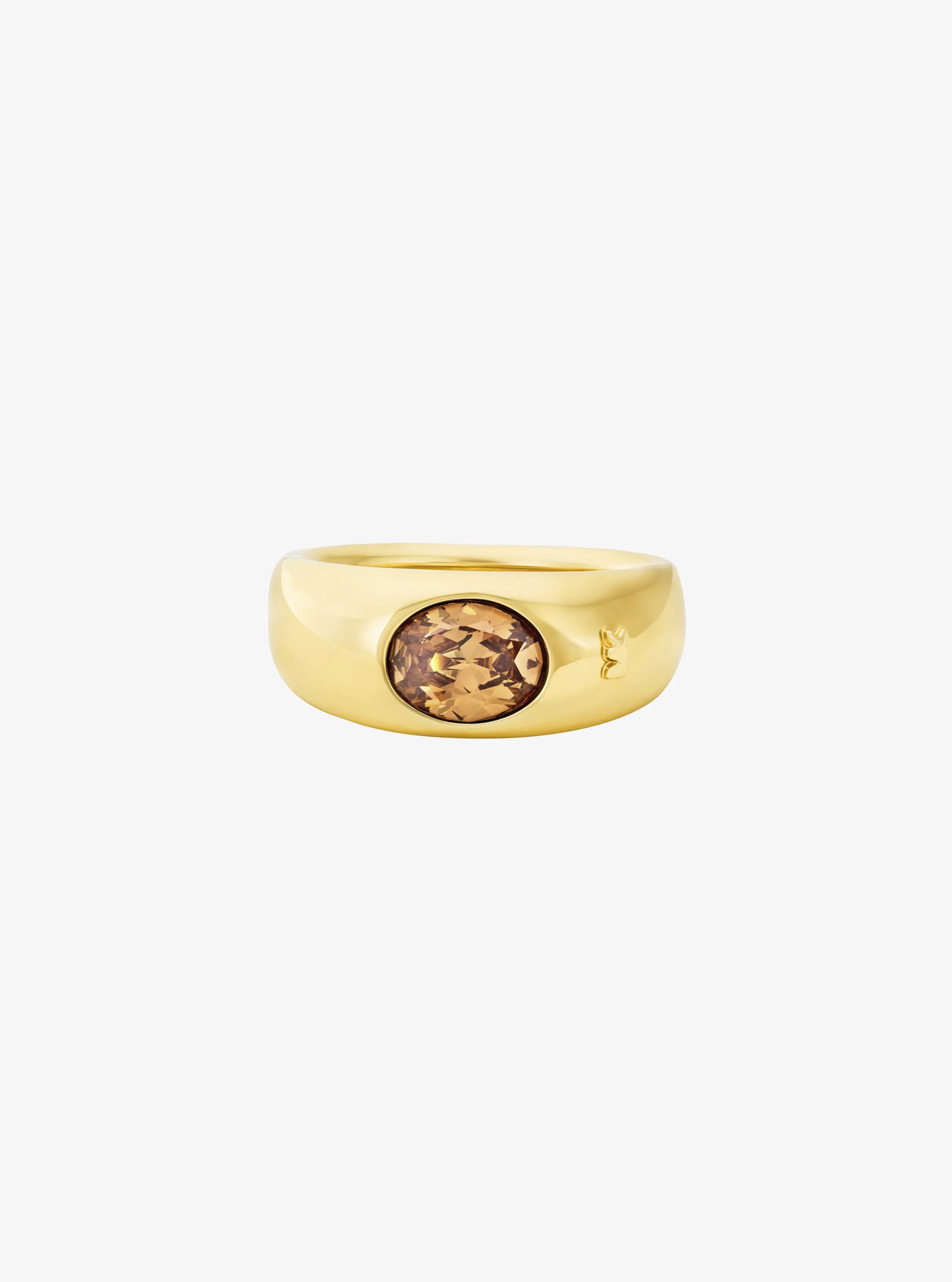 MK Chevalière à zircone cubique en placage en métal précieux - Or - Michael Kors