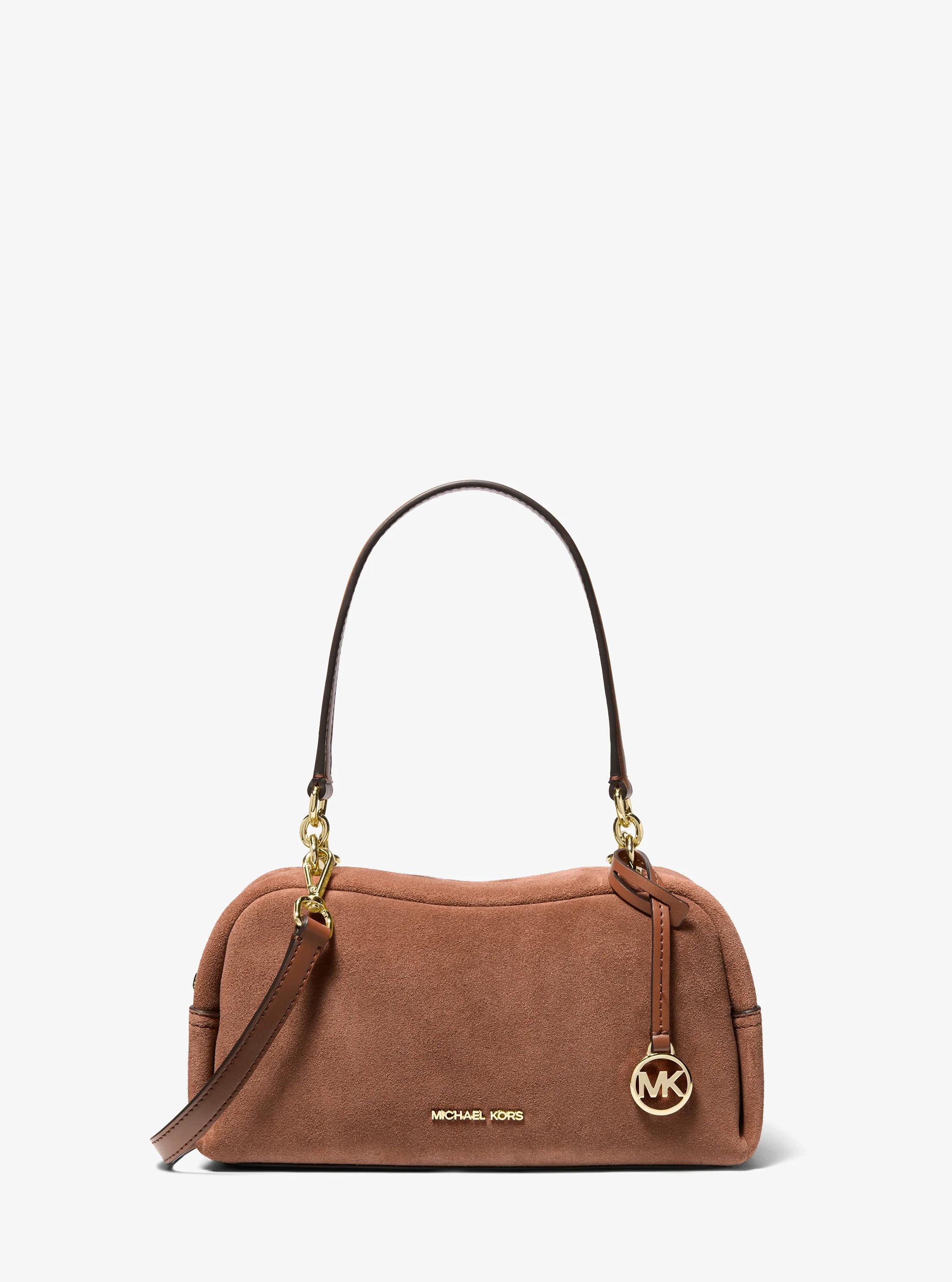 Cecily Small Suede Shoulder Bag in LUGGAGE | Michael Kors