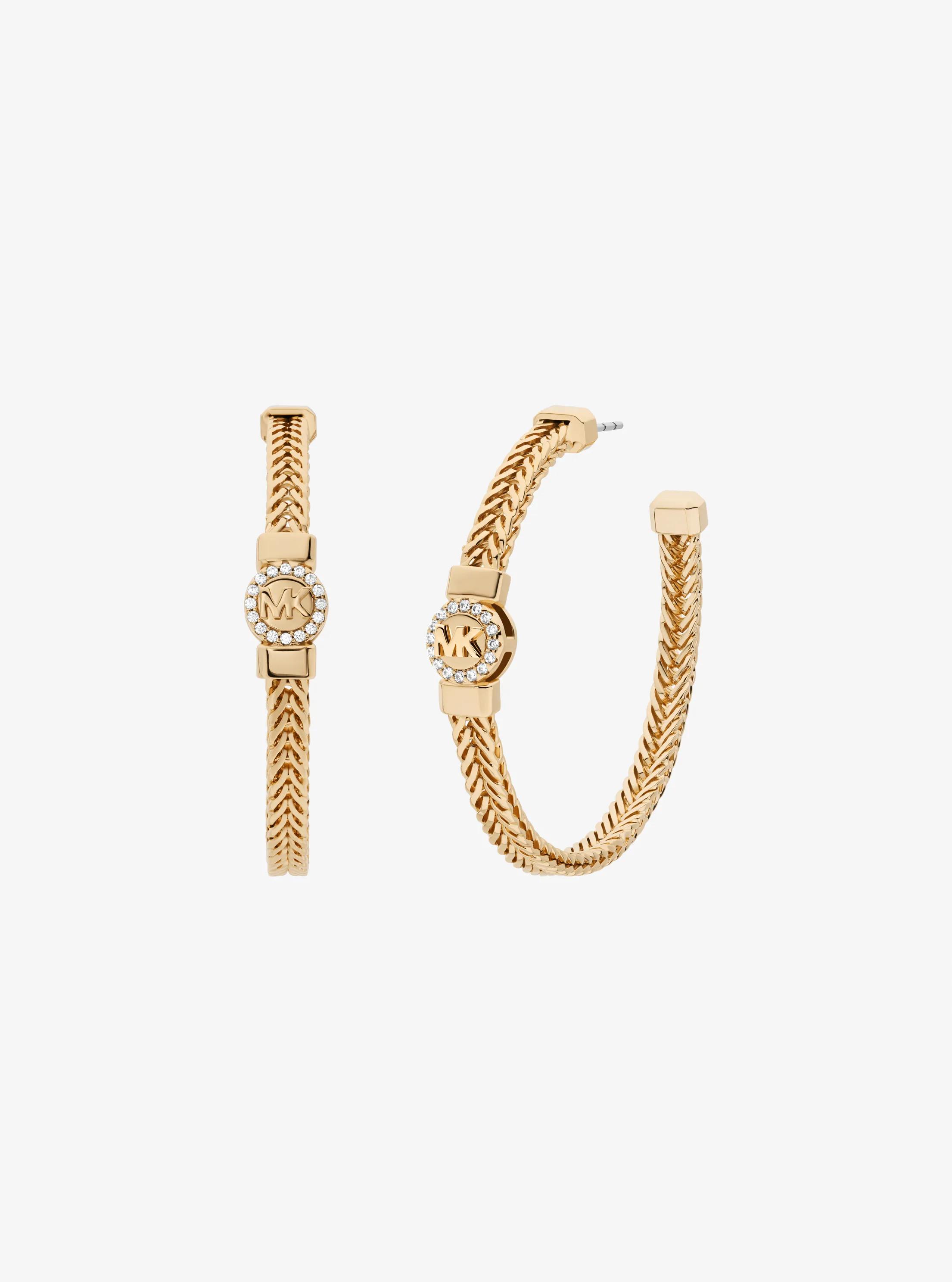 Pav Logo Foxtail Chain Hoop Earrings 95$
