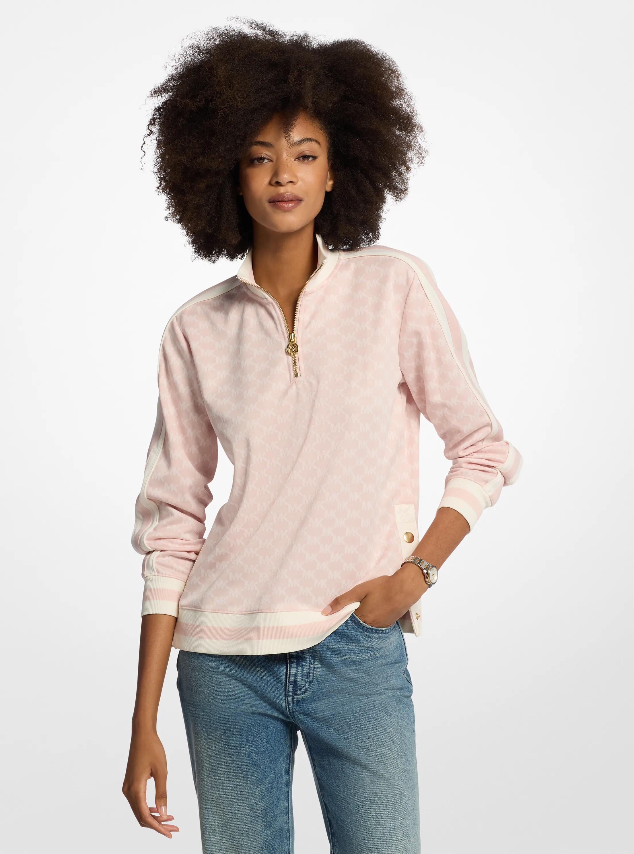 Logo Half-Zip Sweater in POWDER BLUSH | Michael Kors