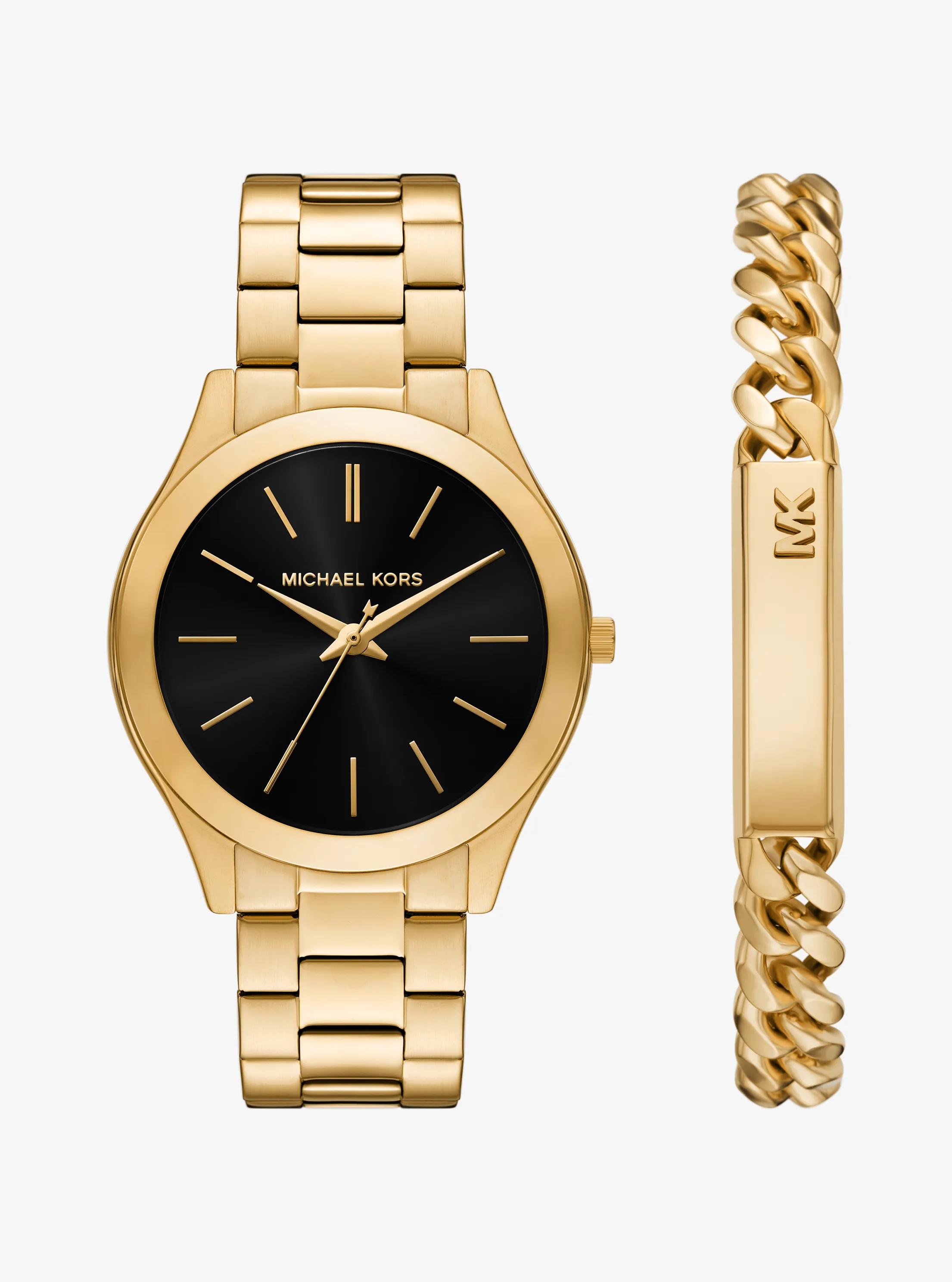 Oversized Aspyn Gold-Tone Watch and Jewelry Gift Set  in GOLD | Michael Kors