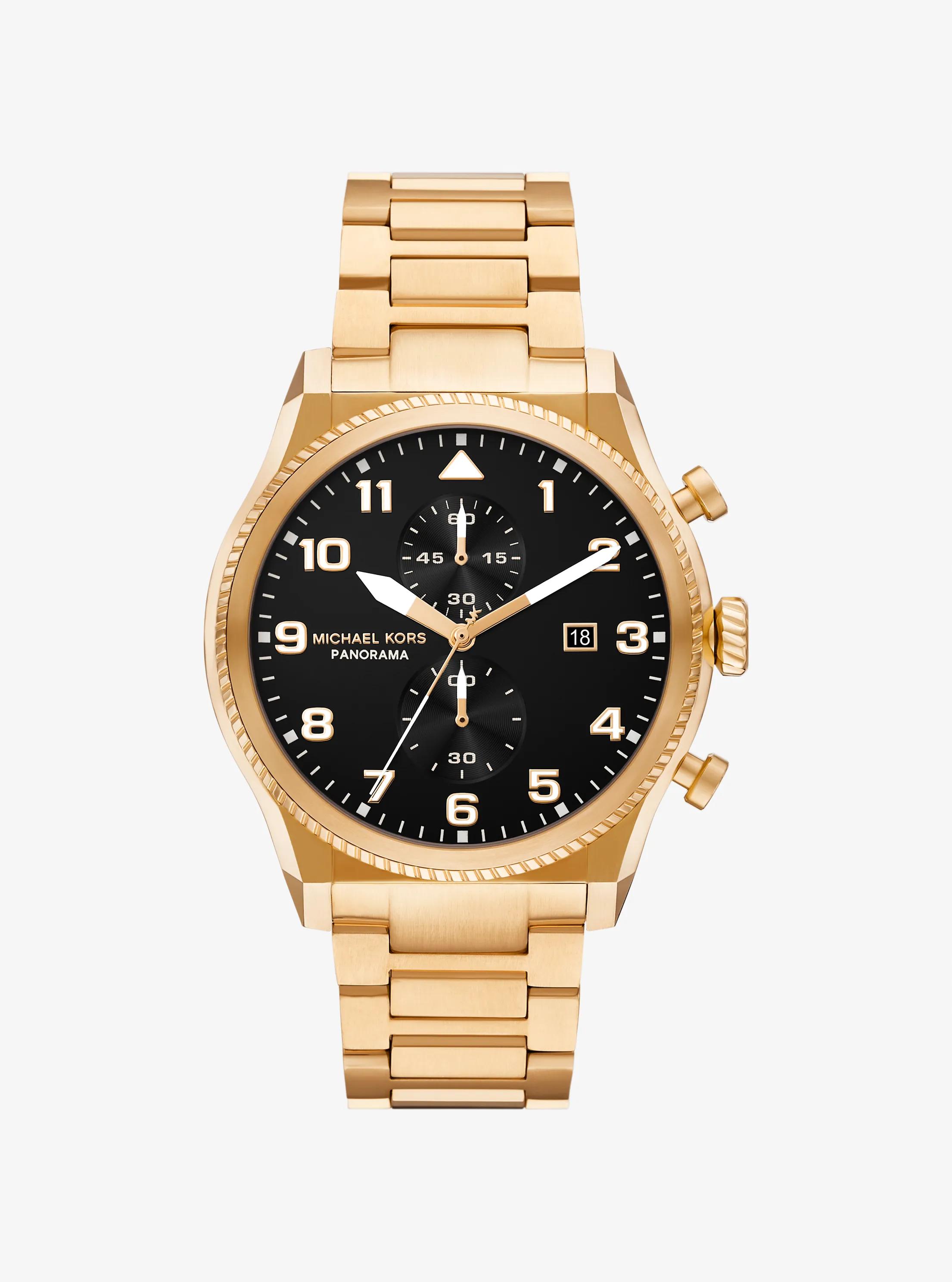 Oversized Panorama Gold-Tone Watch in GOLD | Michael Kors