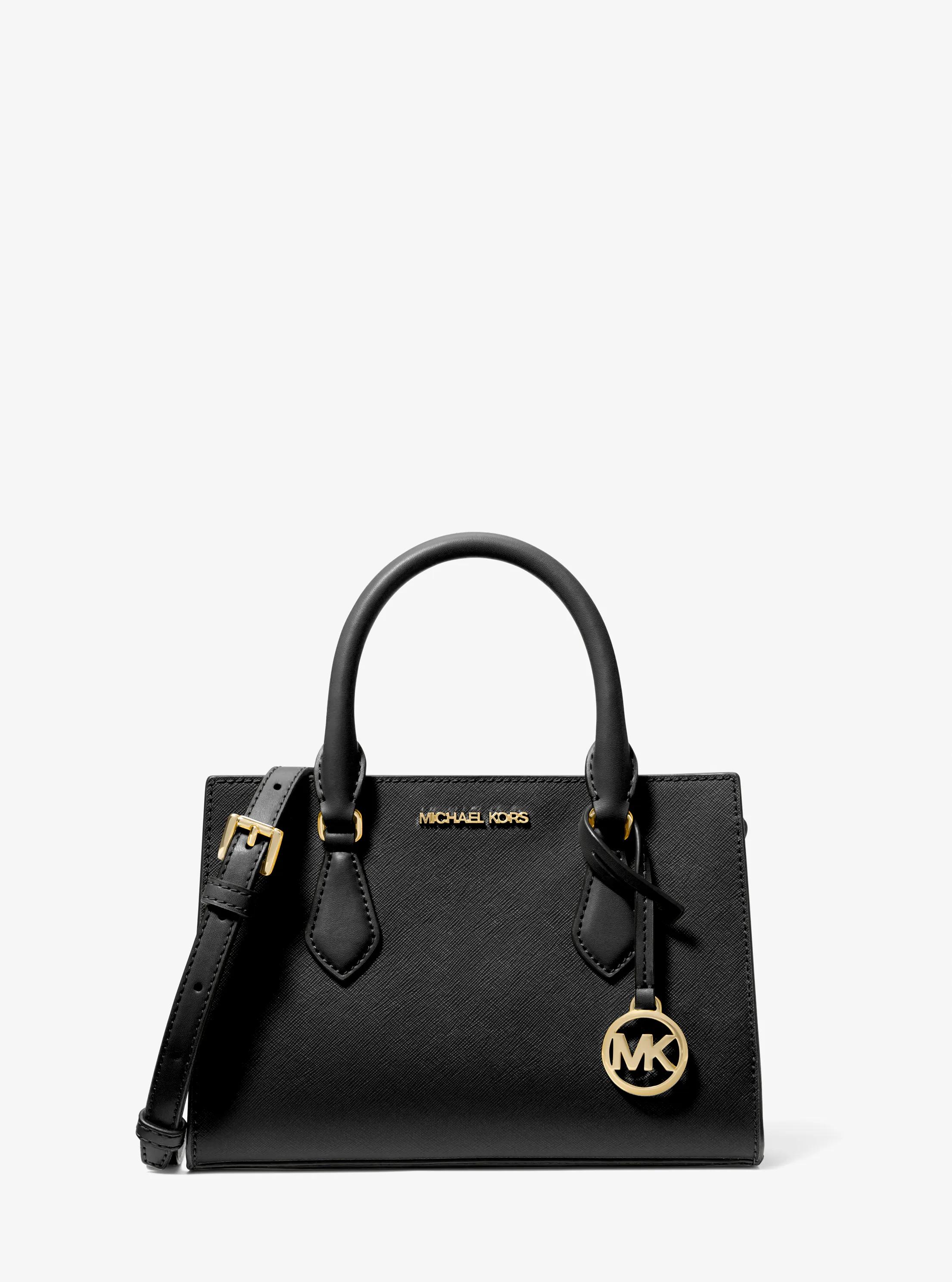Bolso estructurado Sheila peque&ntilde;o de cuero saffiano sint&eacute;tico in NEGRO | Michael Kors