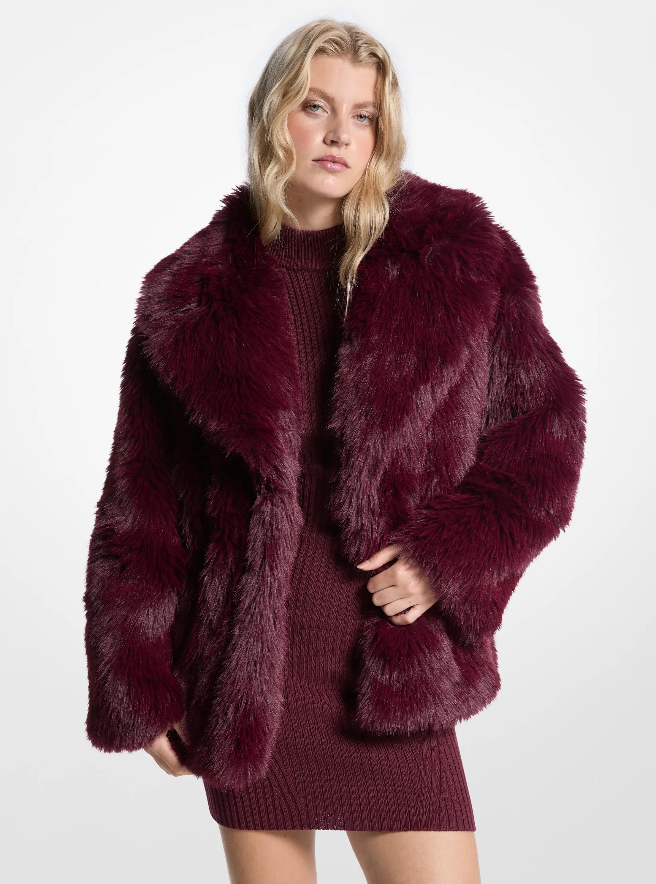 Faux Fur Peacoat in OXBLOOD | Michael Kors