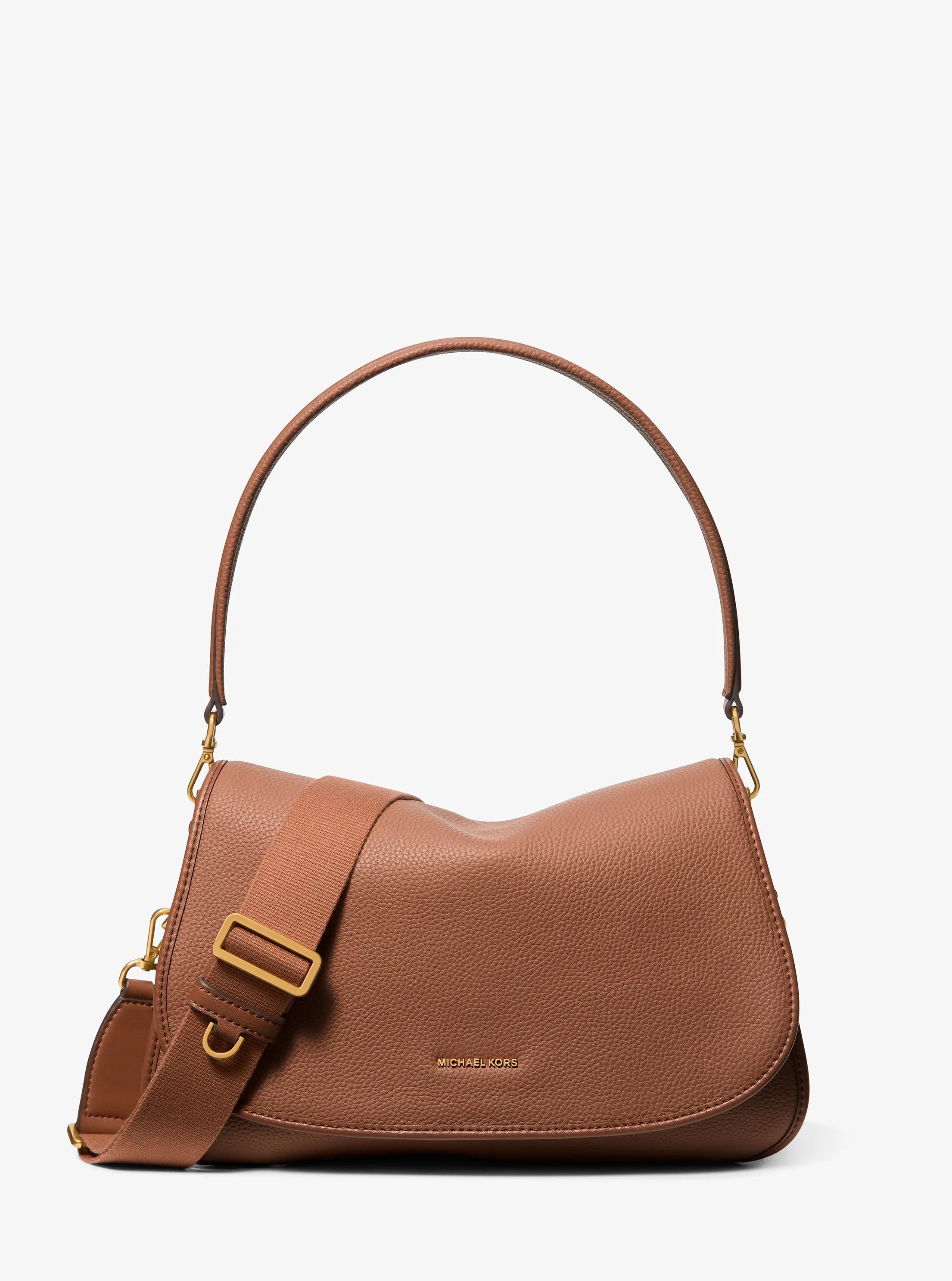 Holmes Medium Pebbled Leather Convertible Messenger Bag in LUGGAGE | Michael Kors