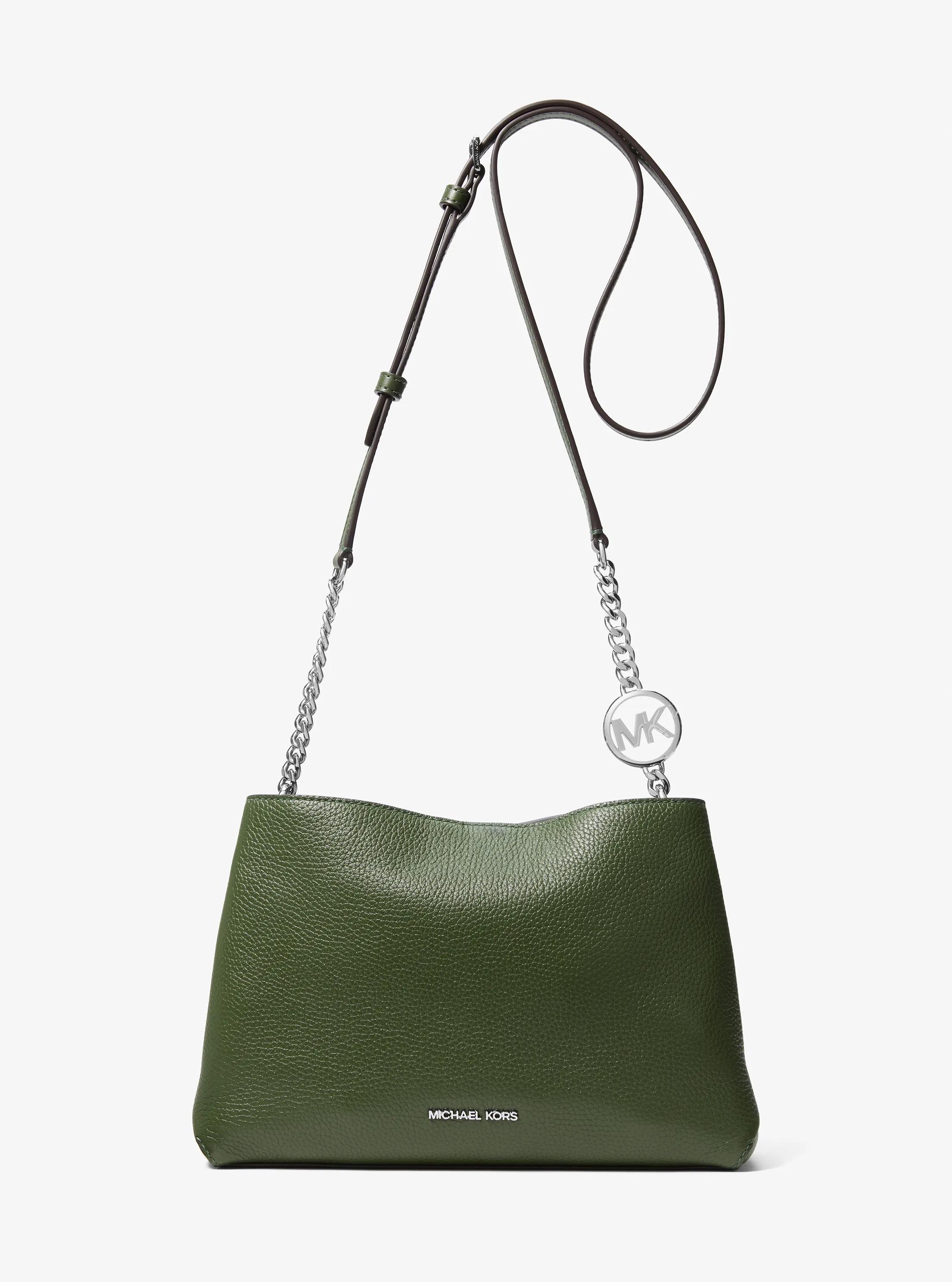 Christina Small Pebbled Leather Crossbody Bag in AMAZON GREEN | Michael Kors