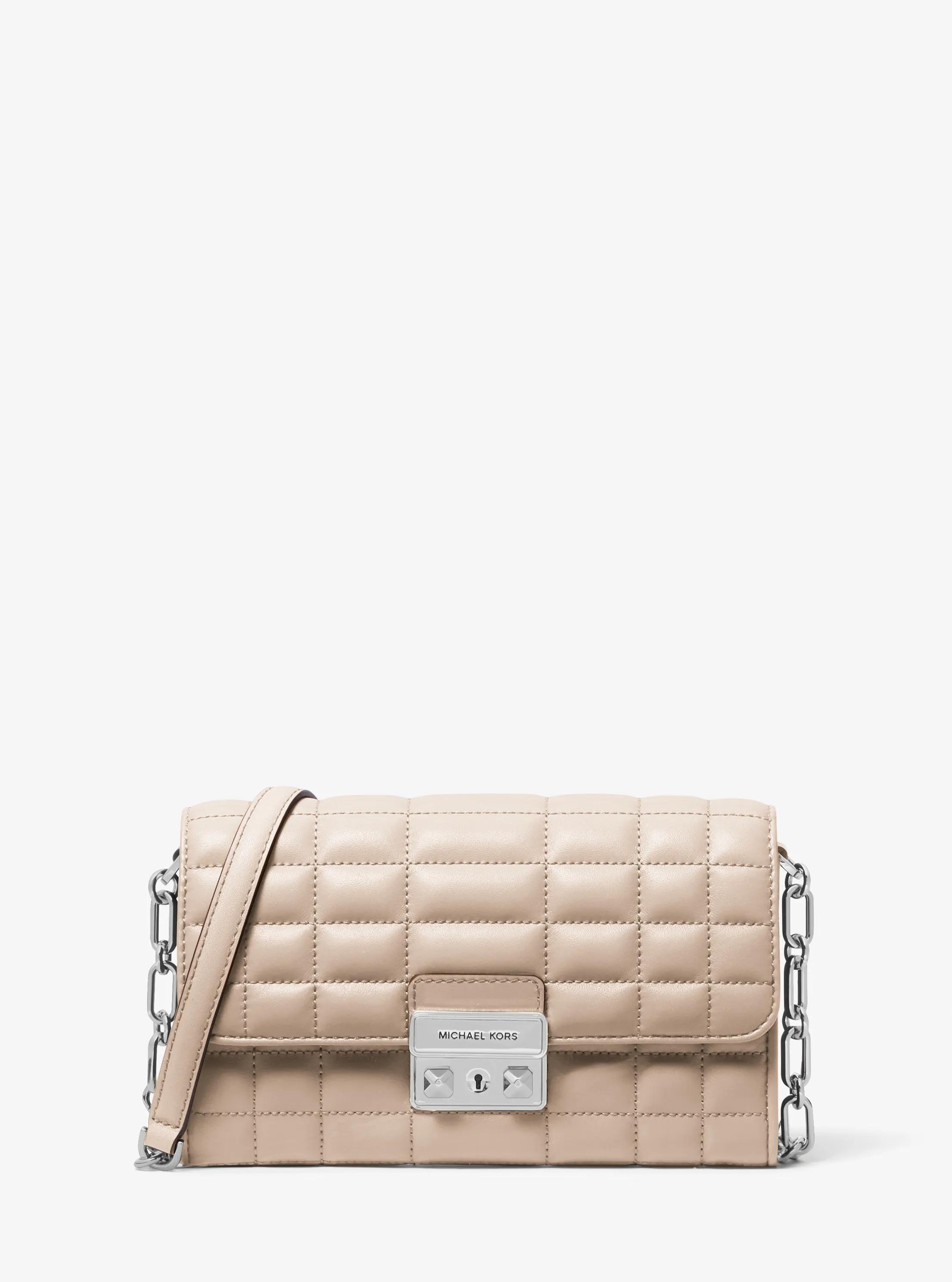 Tribeca Leather Convertible Crossbody Bag in LIGHT SAND | Michael Kors