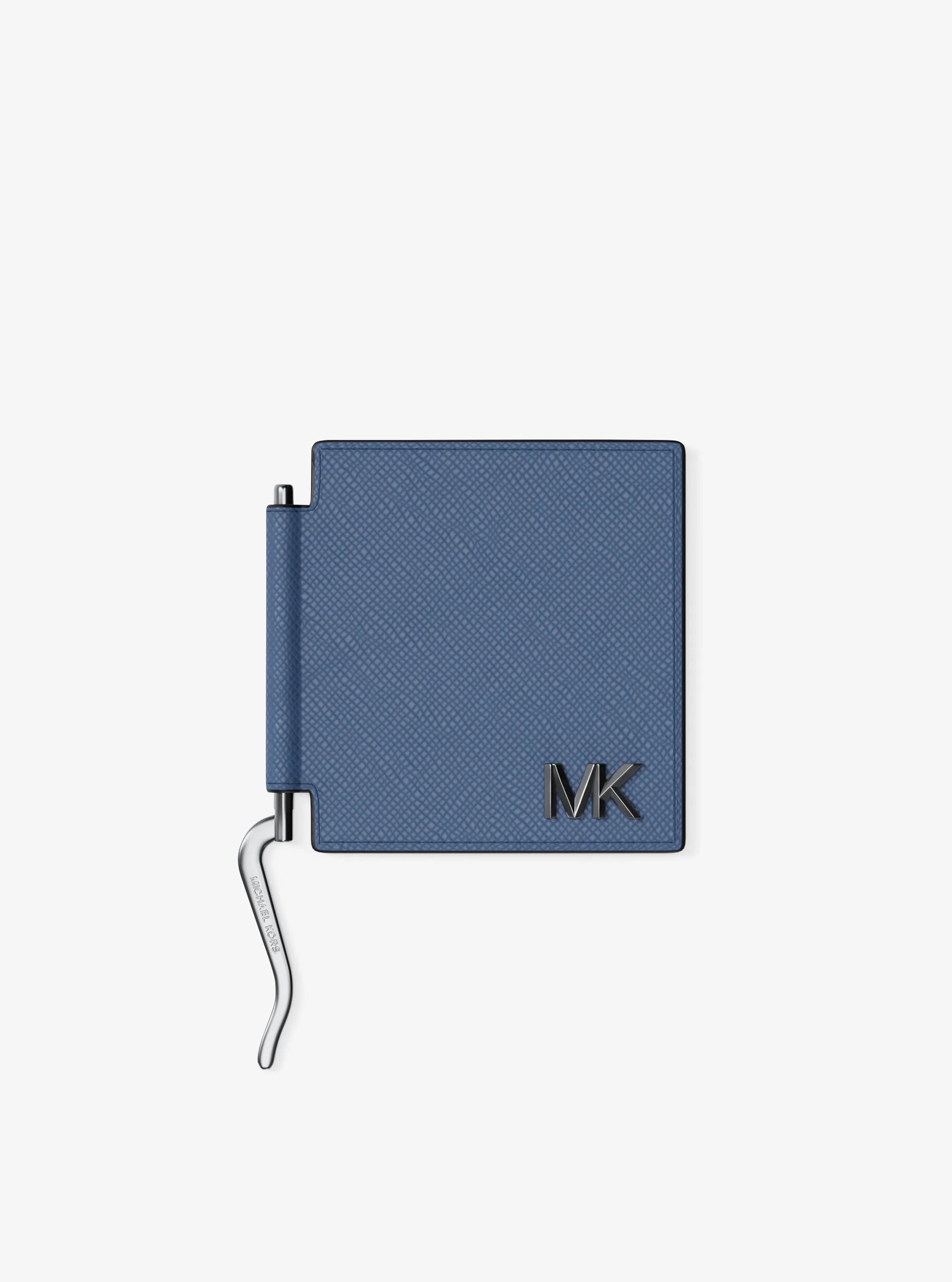 Edison Scratch-Resistant Leather Card Case with Money Clip in FRENCH BLUE | Michael Kors