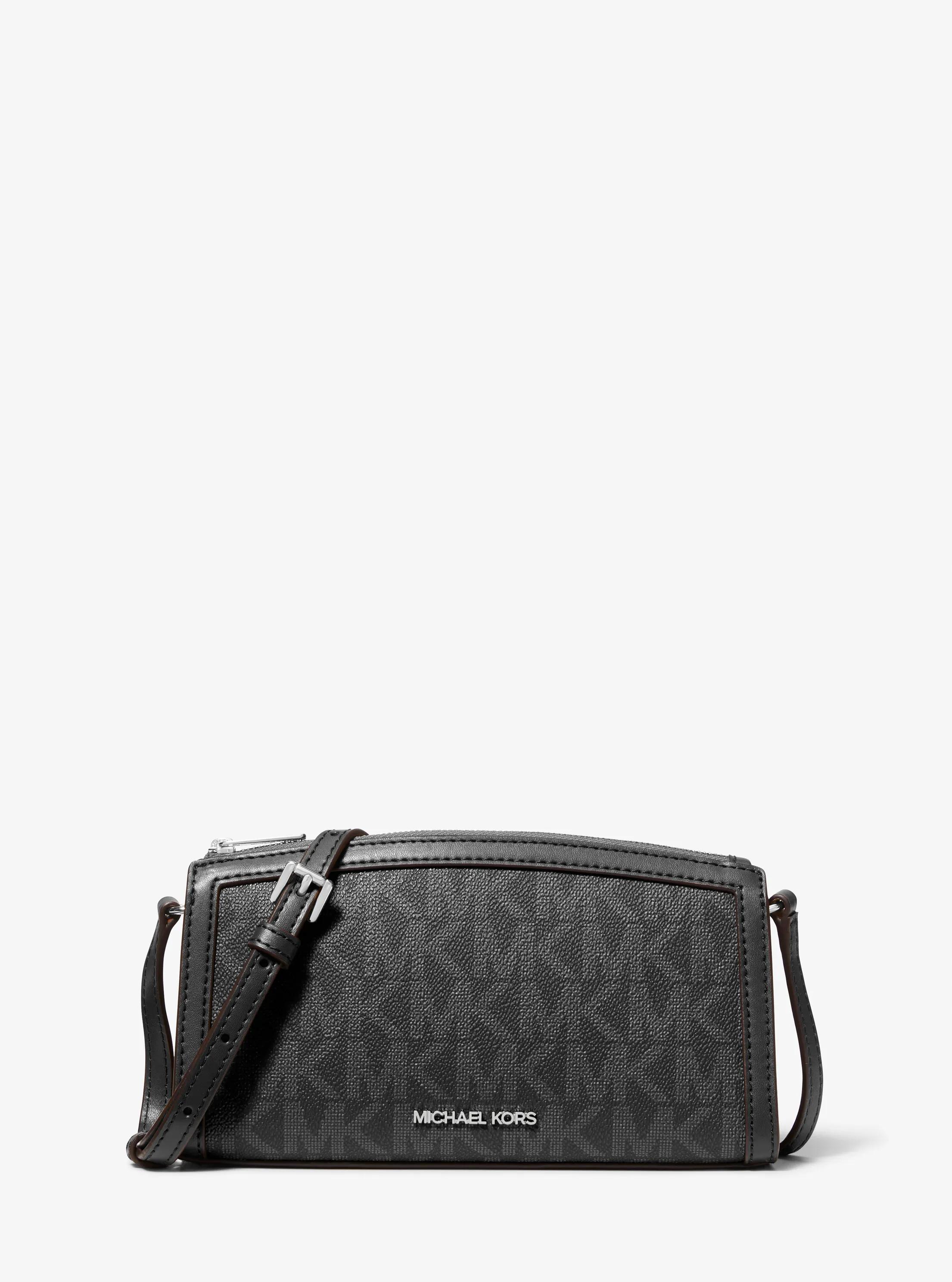Jet Set Medium Signature Logo Crossbody Bag in BLACK | Michael Kors