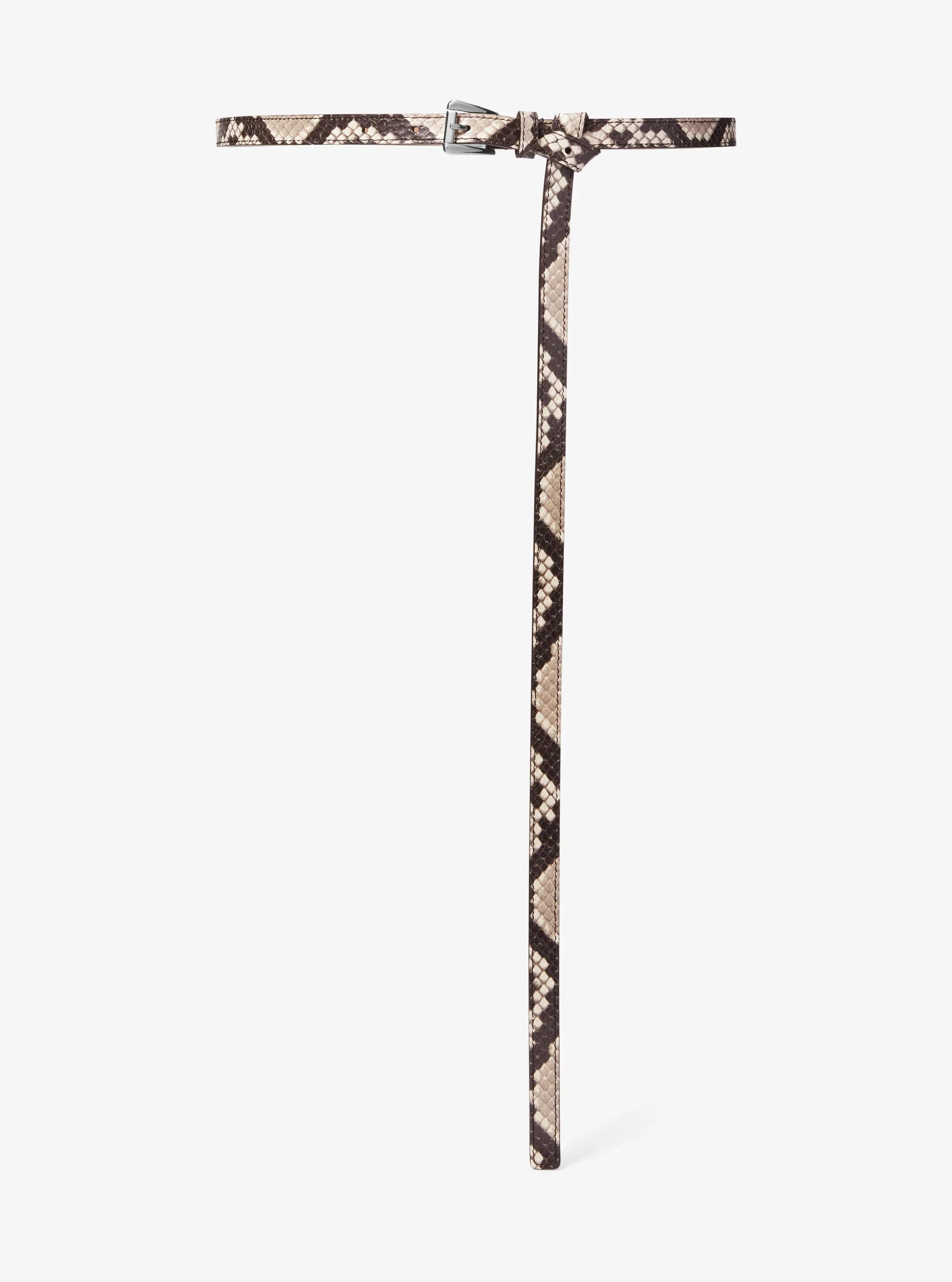 Cintur&oacute;n para pantal&oacute;n Joni de piel con motivo de pit&oacute;n en relieve in NATURAL | Michael Kors