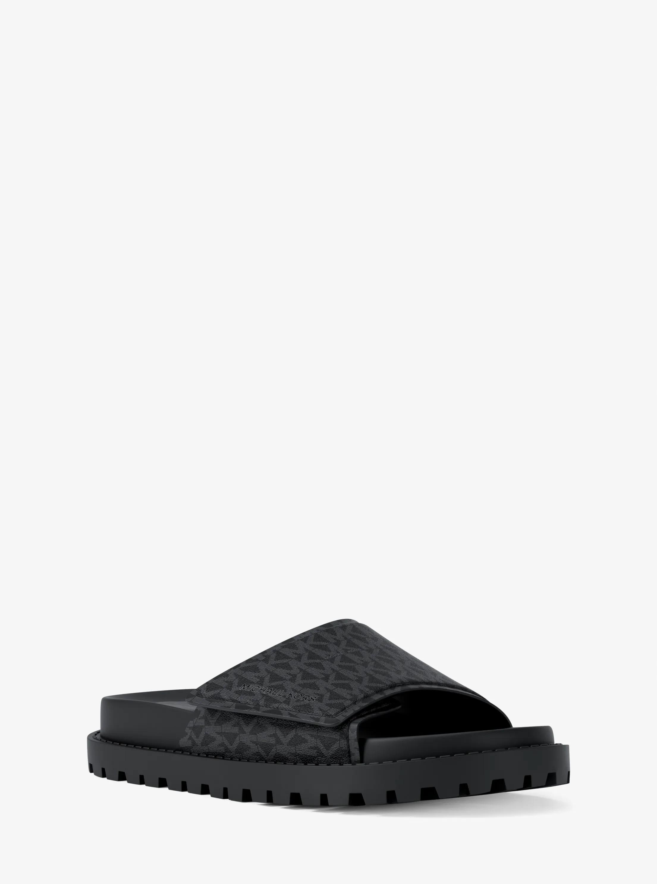 Luka Signature Logo Slide Sandal in BLACK | Michael Kors