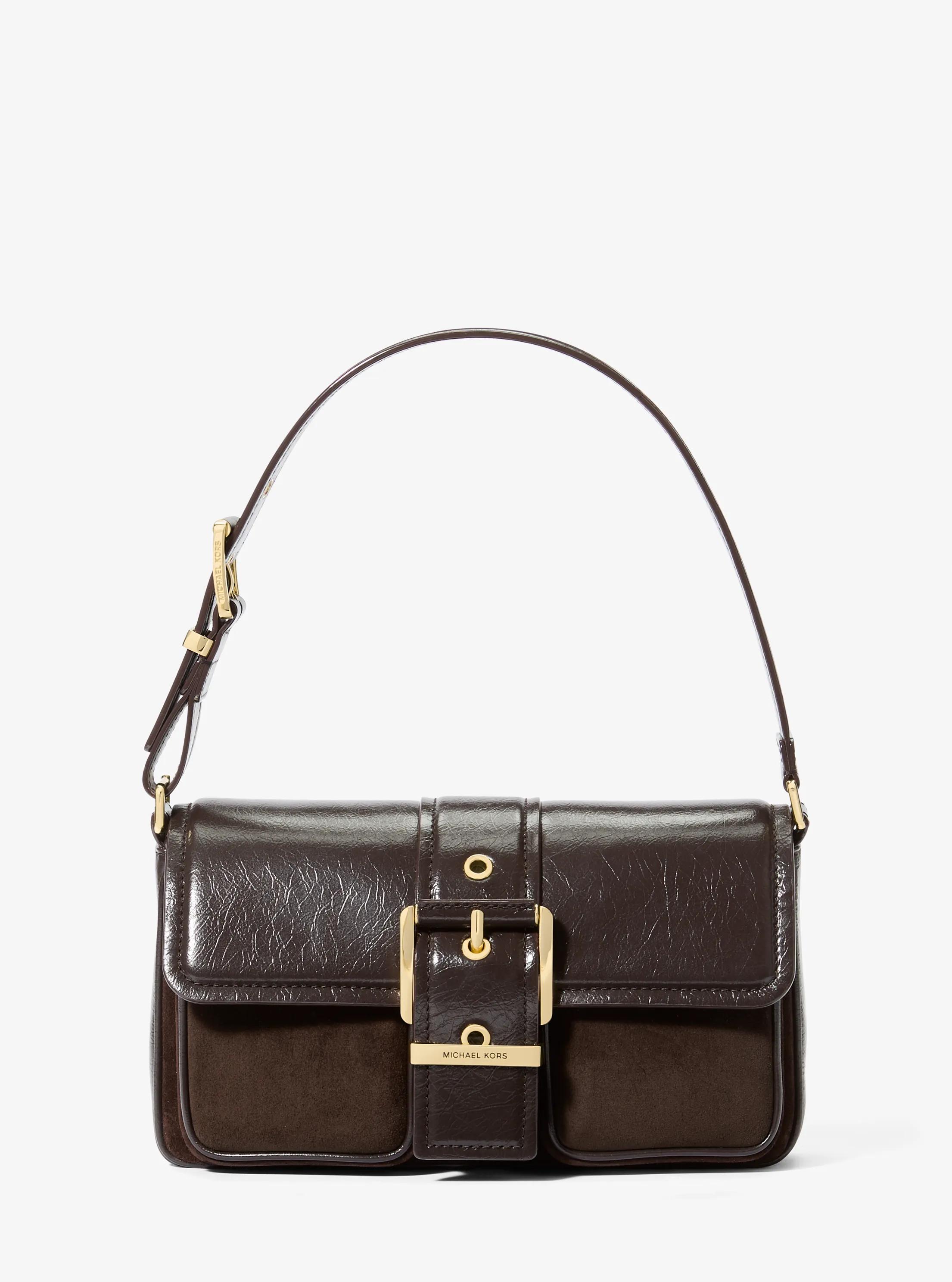 Sac port&eacute; &eacute;paule Colby de taille moyenne en cuir craquel&eacute;