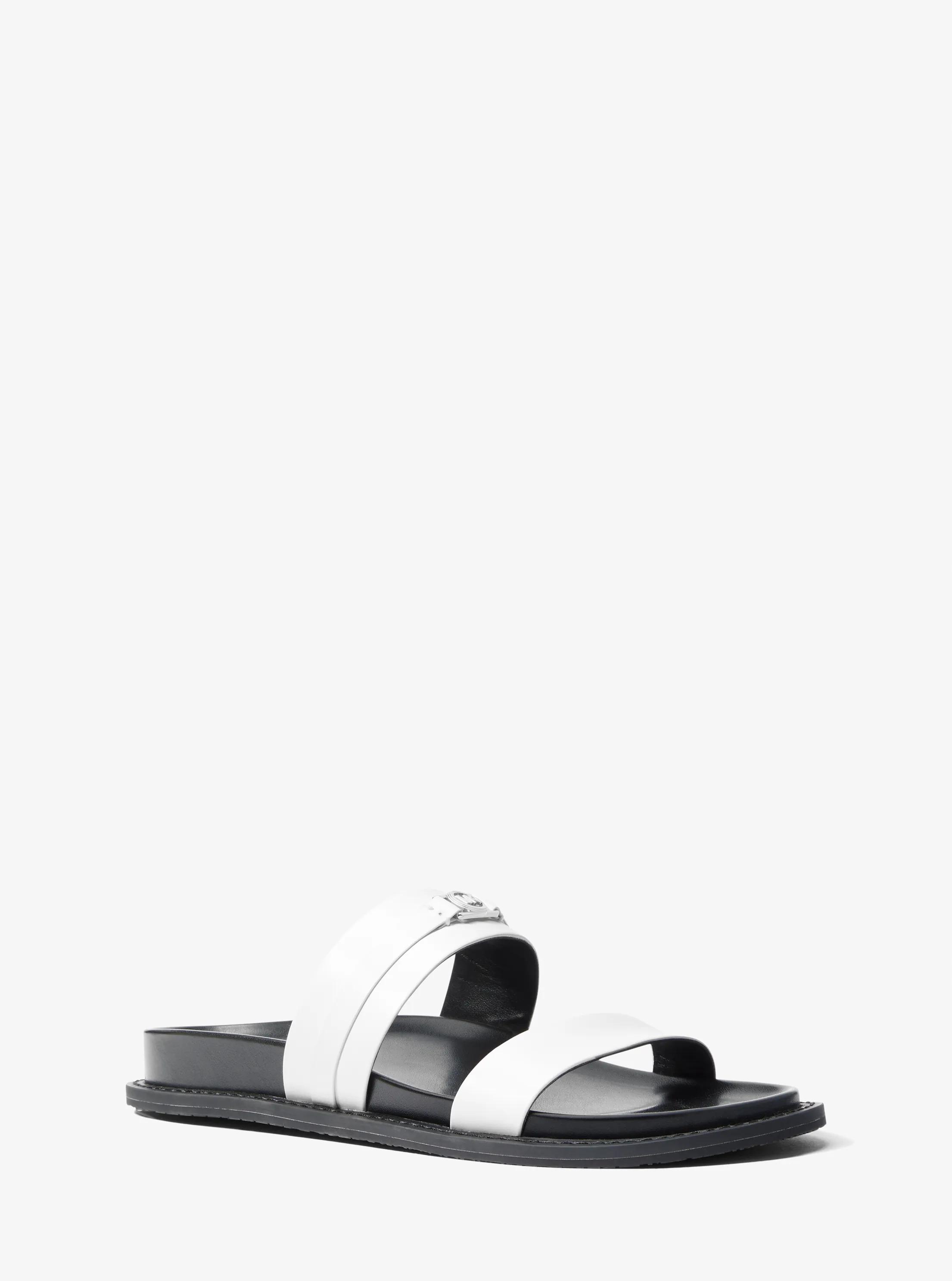 Mandy Leather Flat Sandal in OPTIC WHITE | Michael Kors
