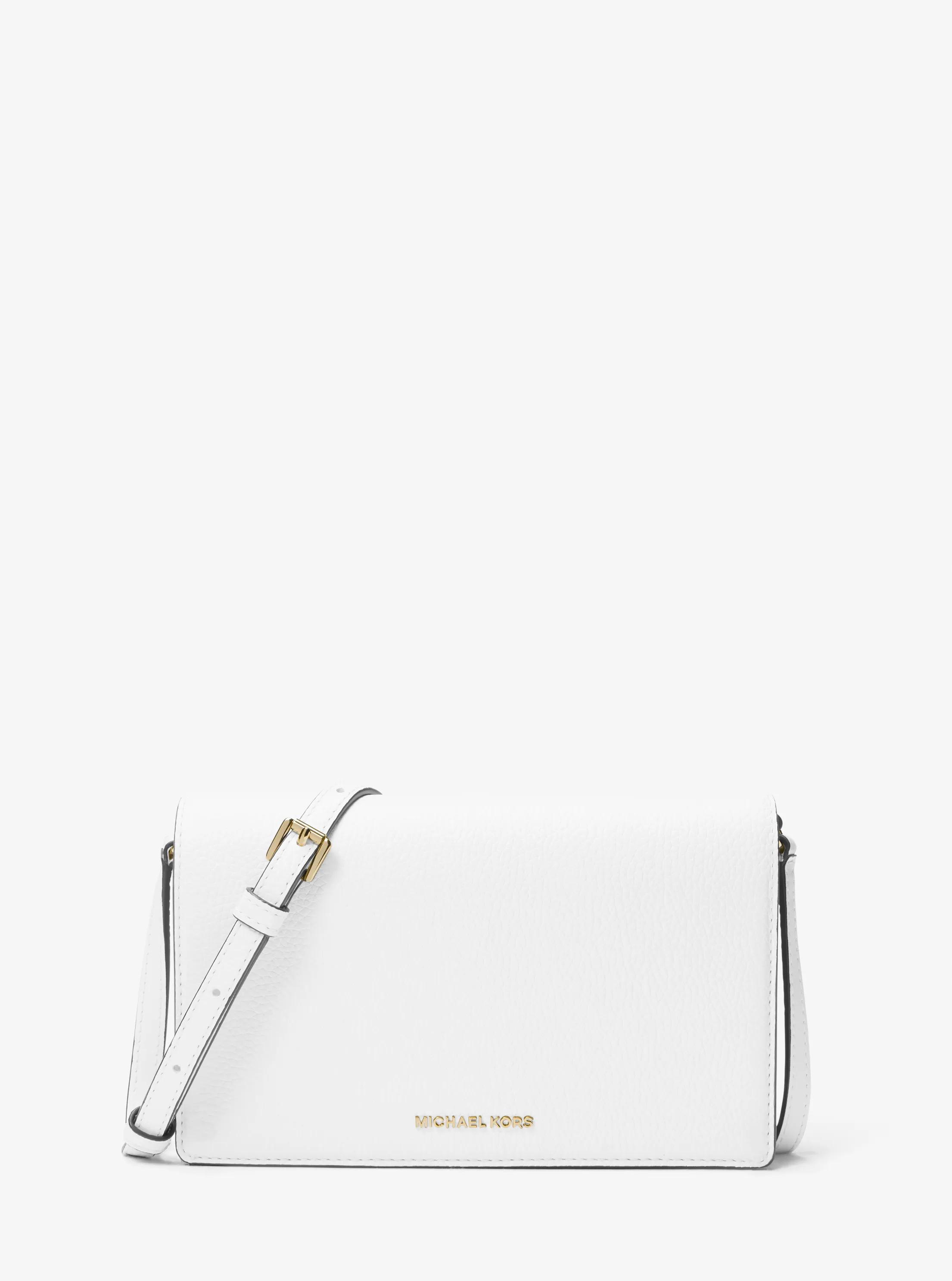 Bandolera Jet Set mediana de piel granulada con solapa delantera in BLANCO INTENSO | Michael Kors