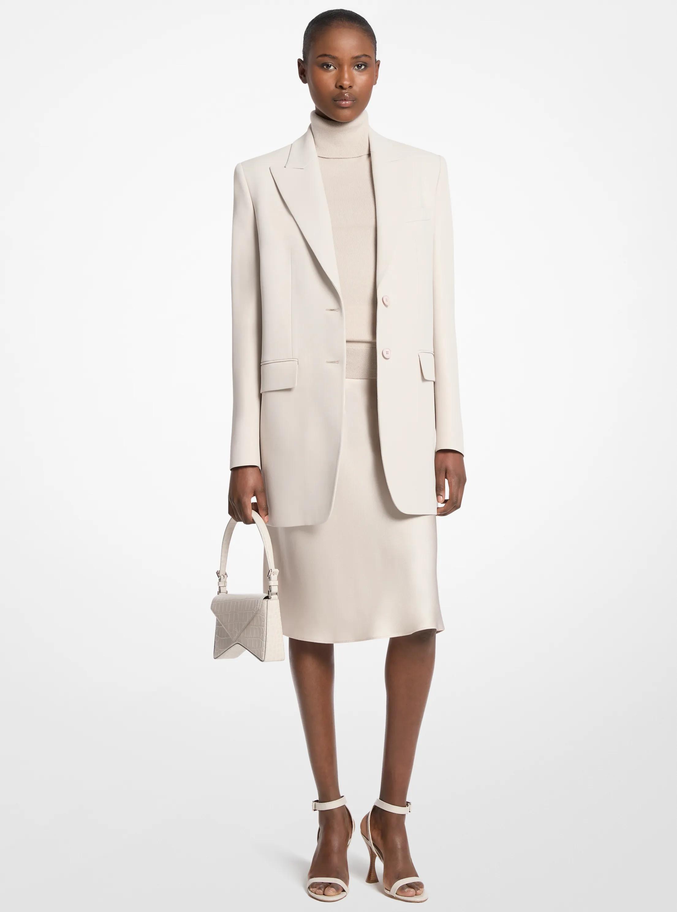 Double Crepe Sabl&eacute; Boyfriend Blazer in OYSTER | Michael Kors