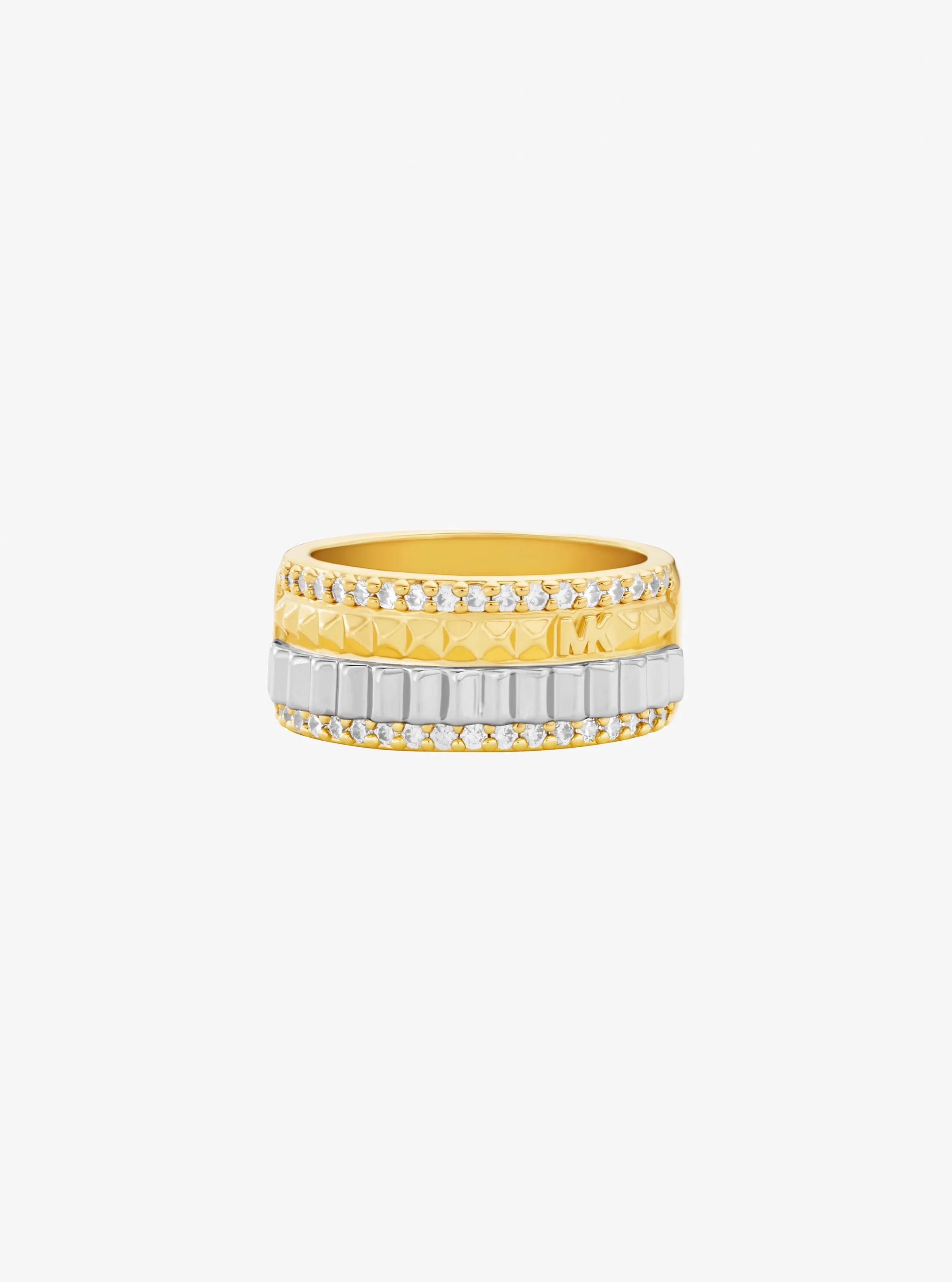MK Bague pavée bicolore cannelée - Argent - Michael Kors