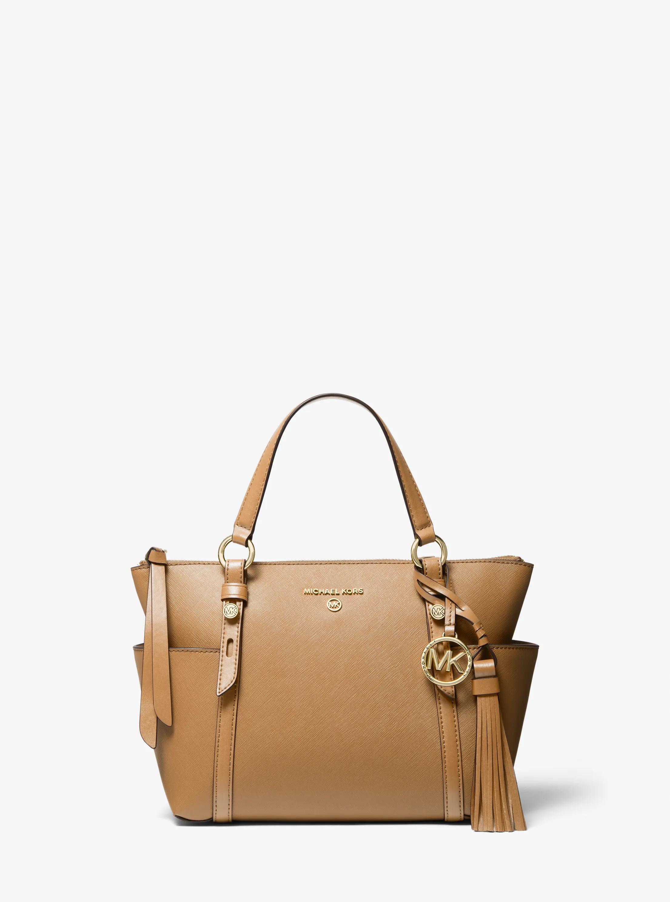 Sullivan Small Saffiano Leather Top-Zip Tote Bag in CAMEL | Michael Kors