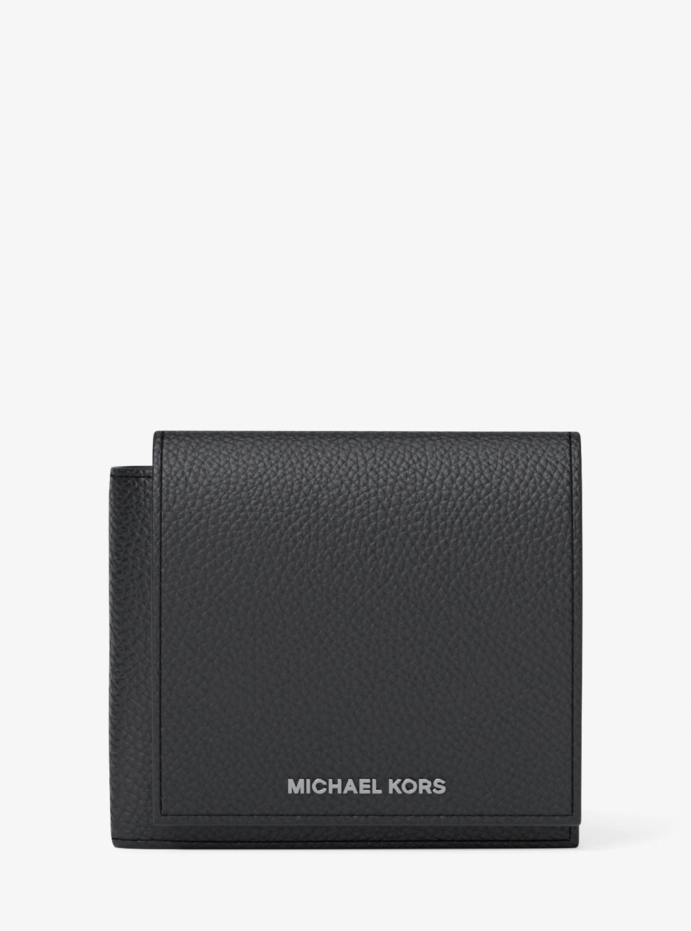 Hudson Pebbled Leather Wallet in BLACK | Michael Kors