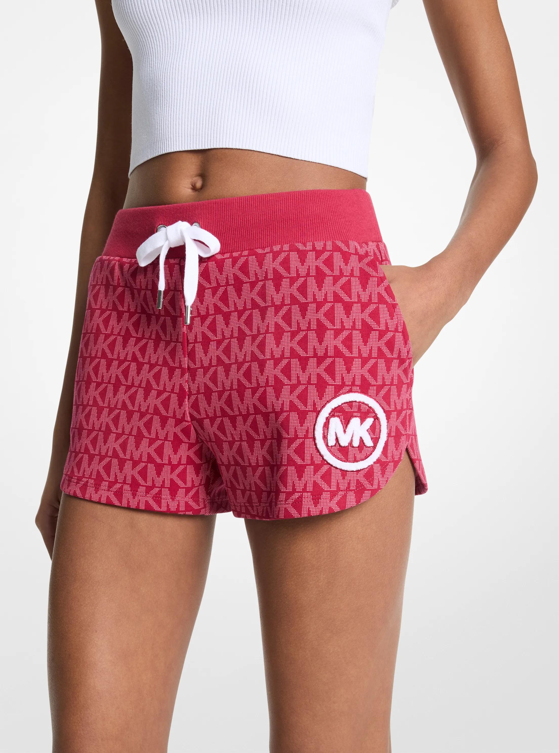 Short en m&eacute;lange de coton &agrave; imprim&eacute; &agrave; logo in FRAMBOISE FONC&Eacute;E | Michael Kors