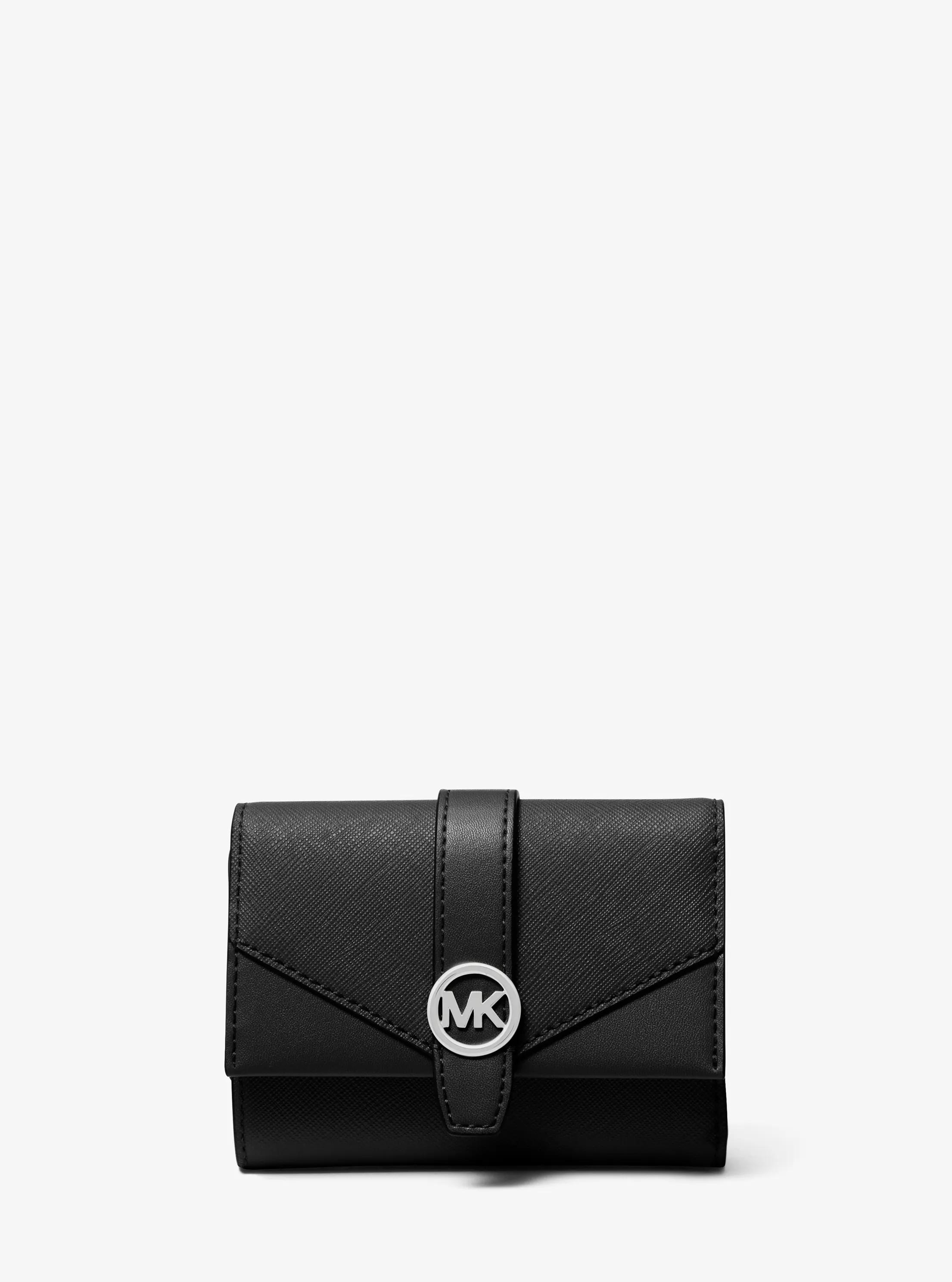 Greenwich Medium Leather Trifold Wallet in BLACK | Michael Kors