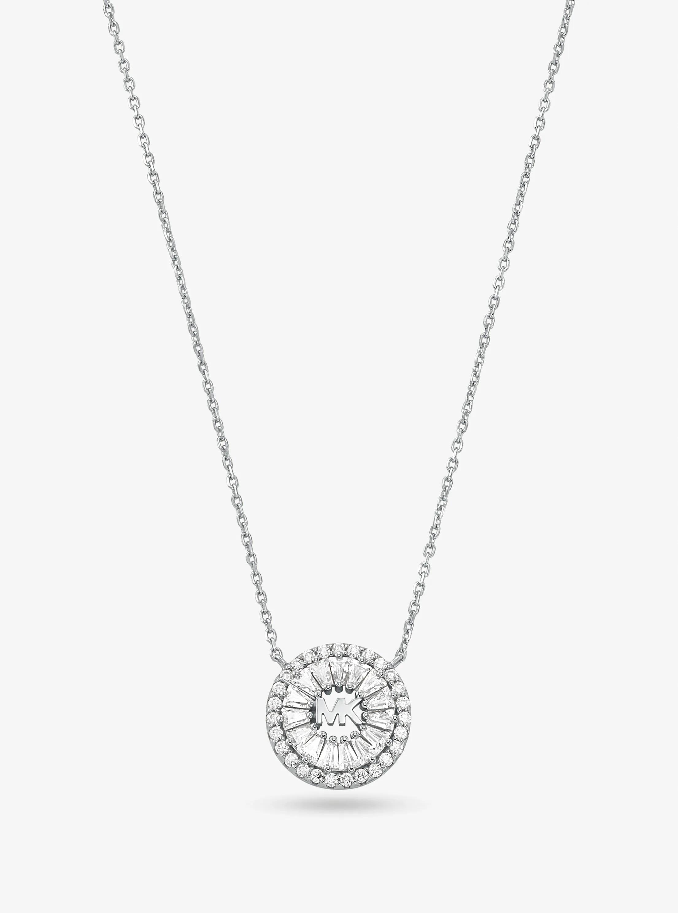 Collier en argent sterling &agrave; placage en m&eacute;tal pr&eacute;cieux &agrave; halo et &agrave; pav&eacute; in ARGENT | Michael Kors