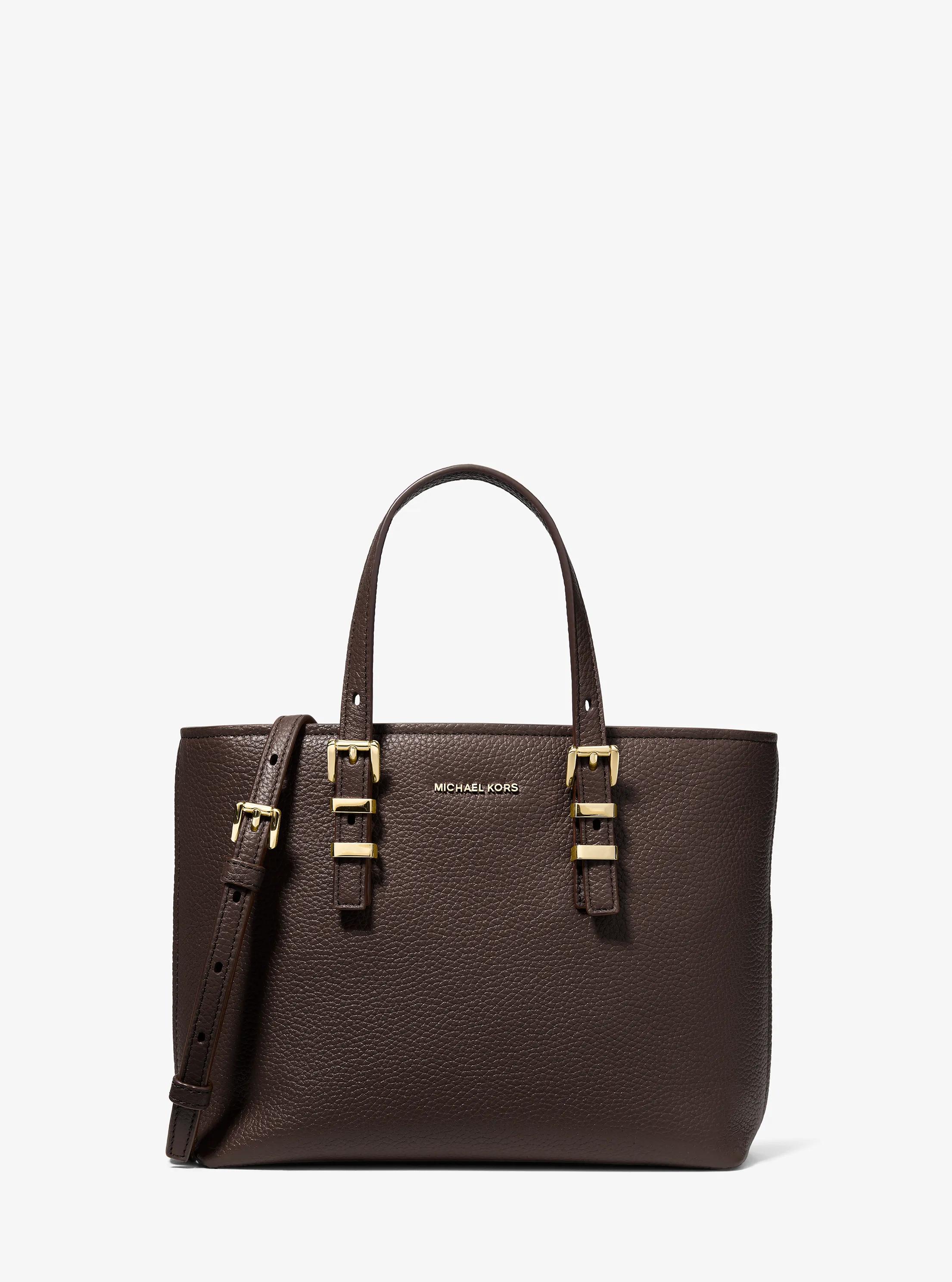 Borsa a tracolla Quinn convertibile piccola in pelle martellata in CIOCCOLATO | Michael Kors