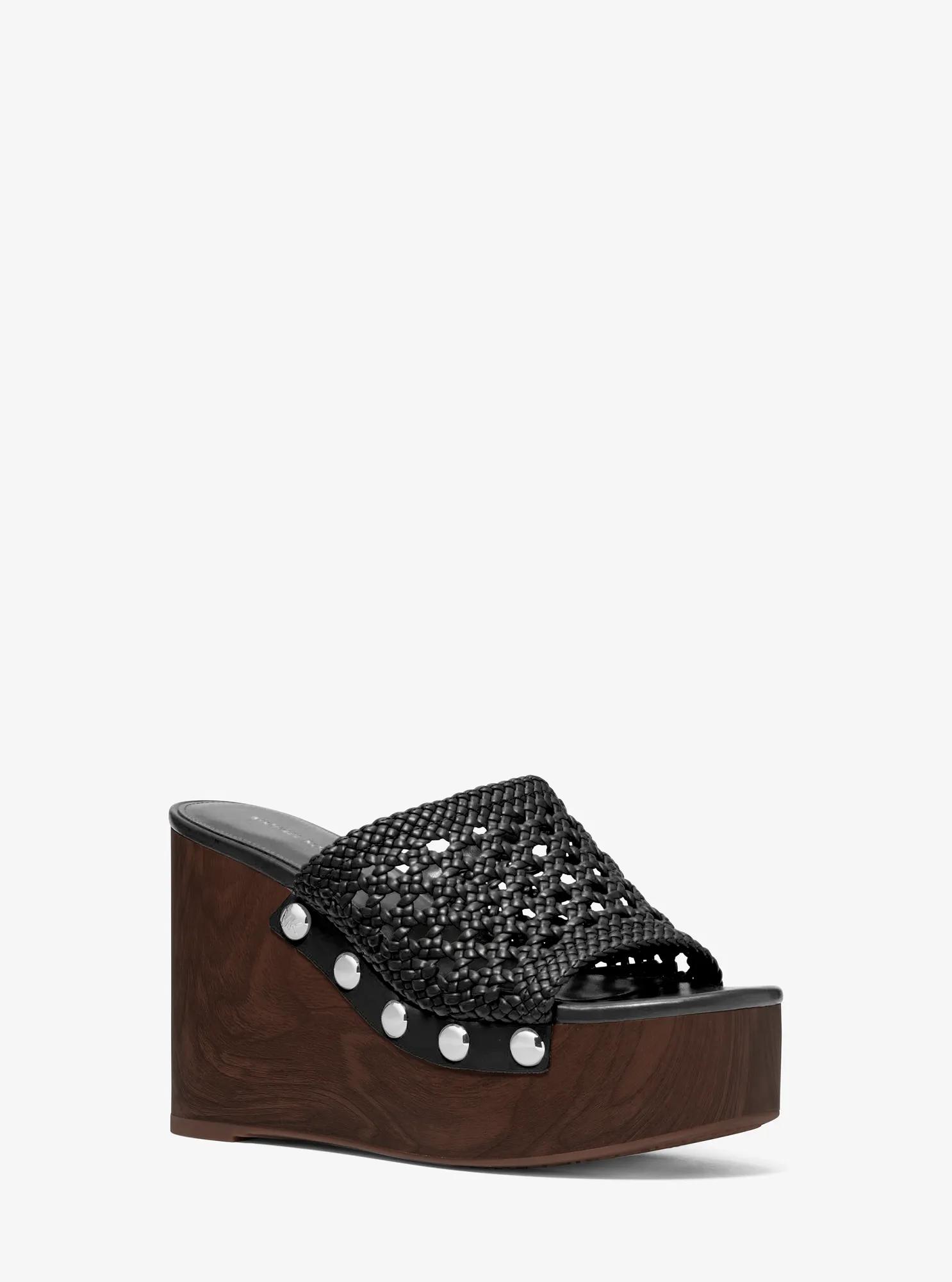 MK Slipper Mayes met sleehak en geweven band - Zwart - Michael Kors