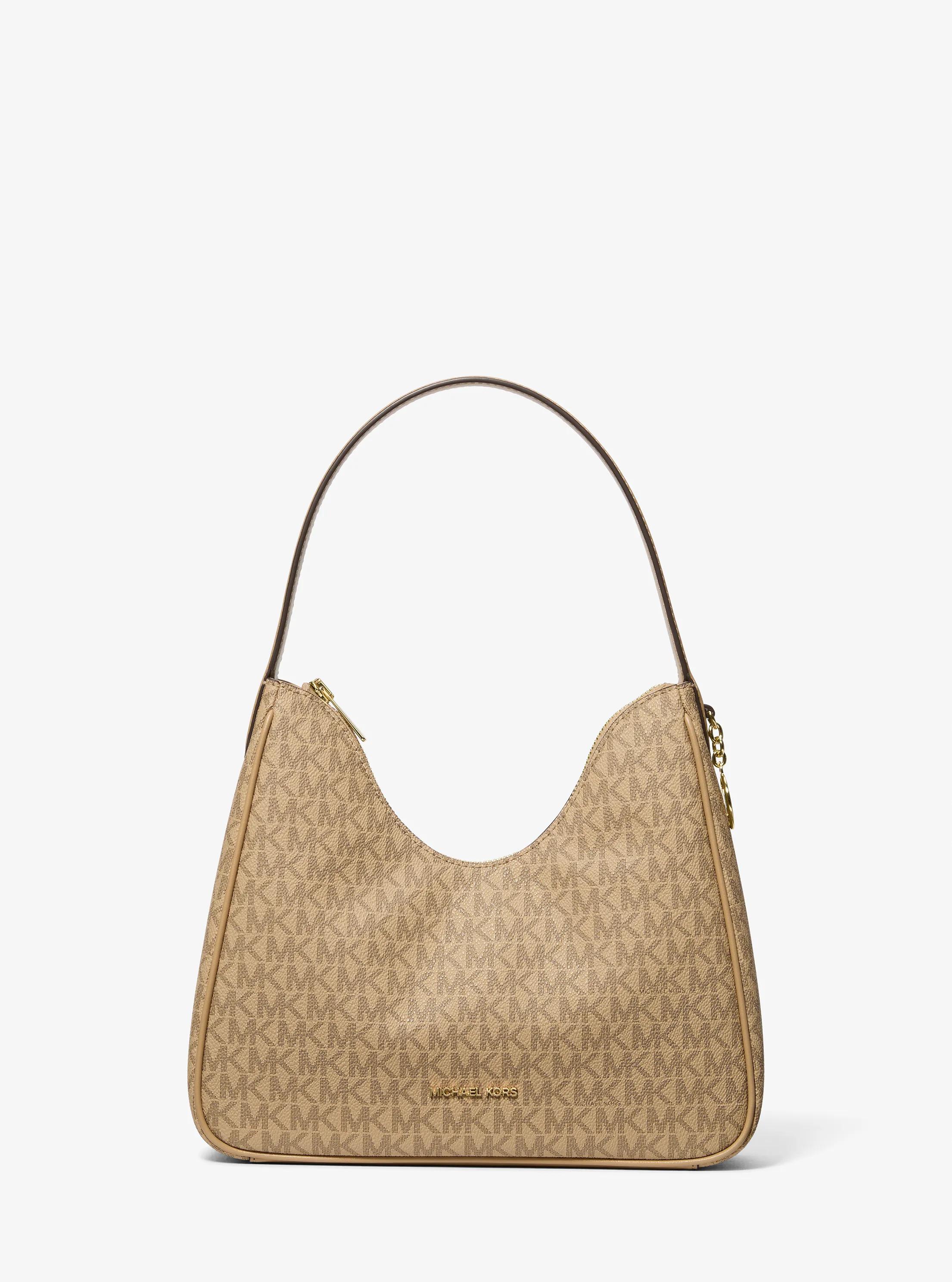 Nayla Small Signature Logo Hobo Shoulder Bag in CAMEL | Michael Kors