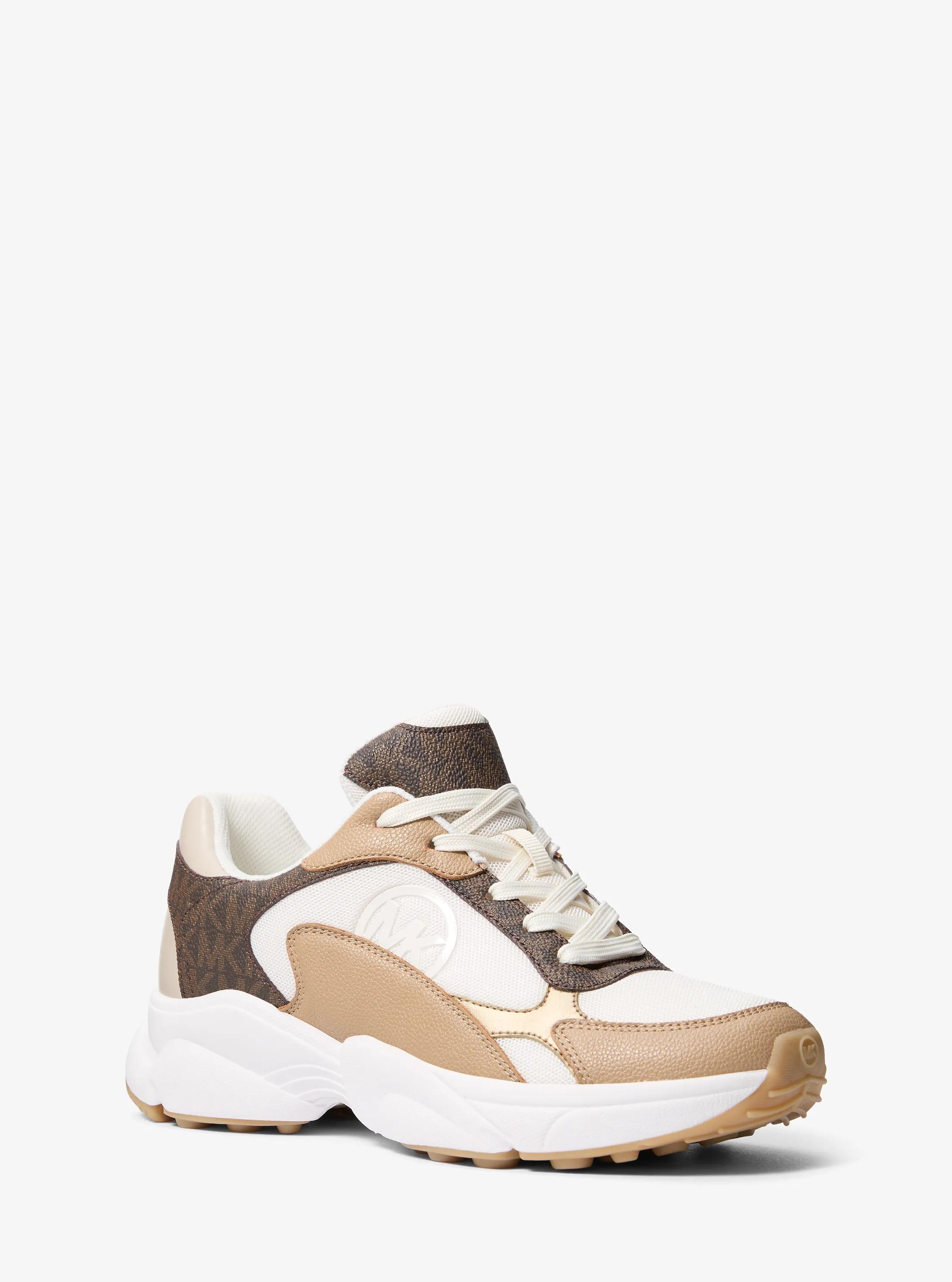 Samira Mixed-Media Trainer in BROWN | Michael Kors