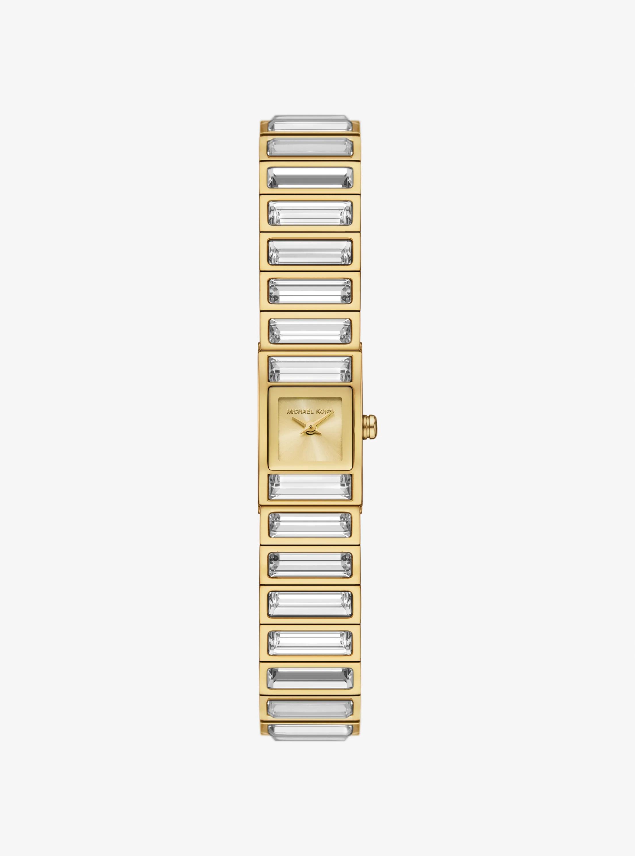 Limited-Edition Mini Darrington Pav&eacute; Bezel Gold-Tone Watch in GOLD | Michael Kors
