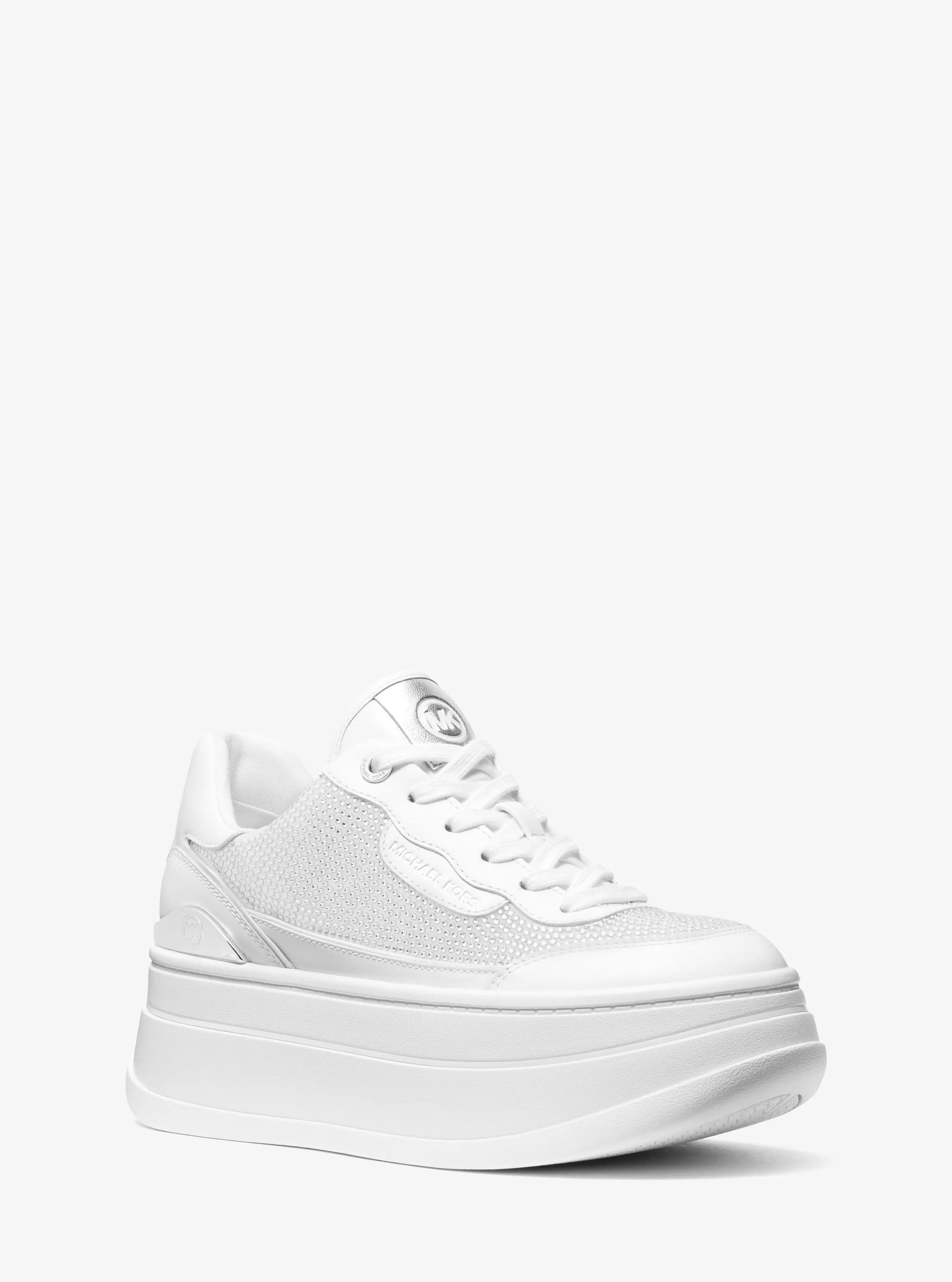 Hayes Embellished Leather Sneaker in OPTIC WHITE | Michael Kors