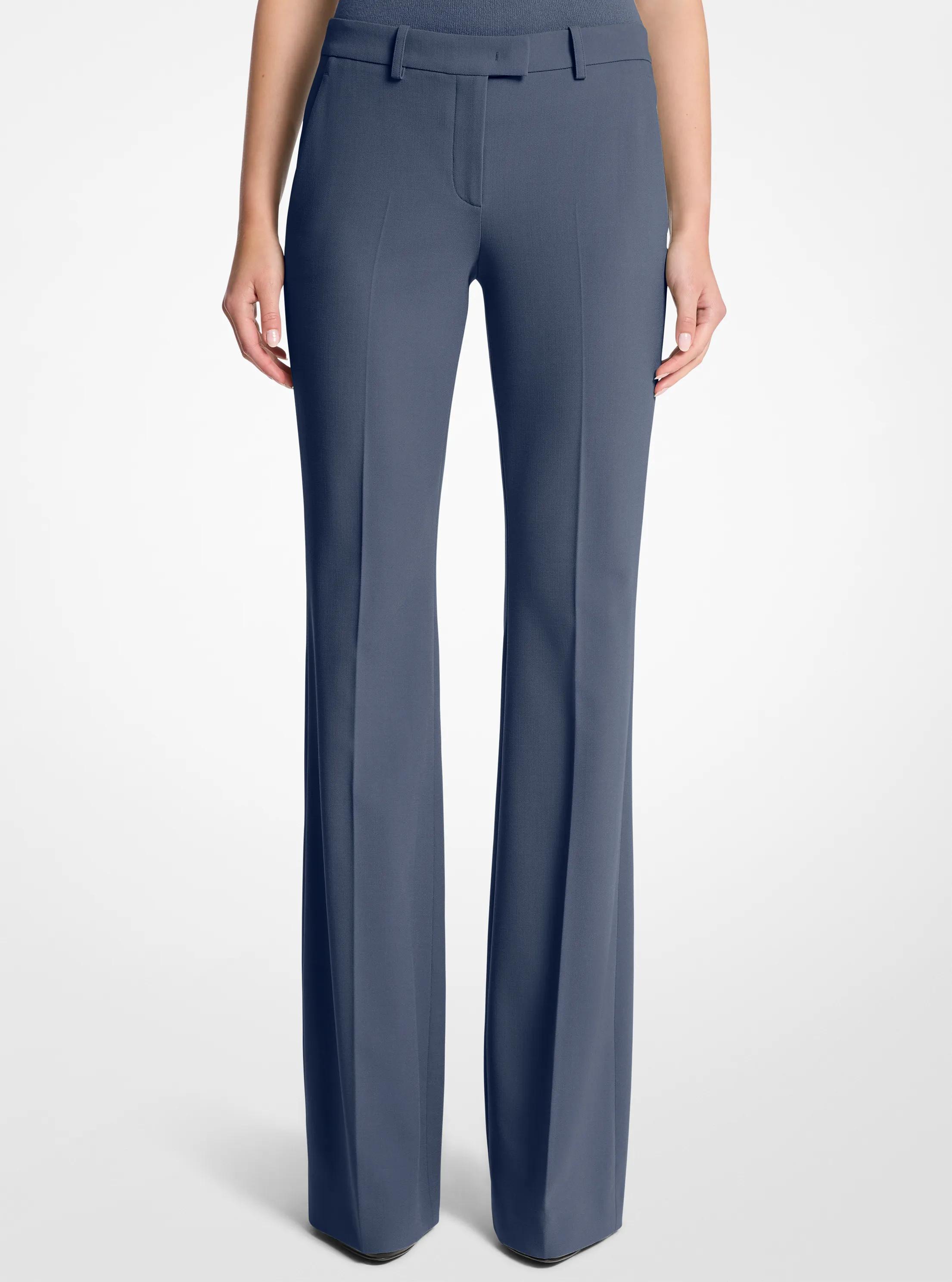 Haylee Stretch Wool Crepe&nbsp;Flared Trousers in STEEL | Michael Kors