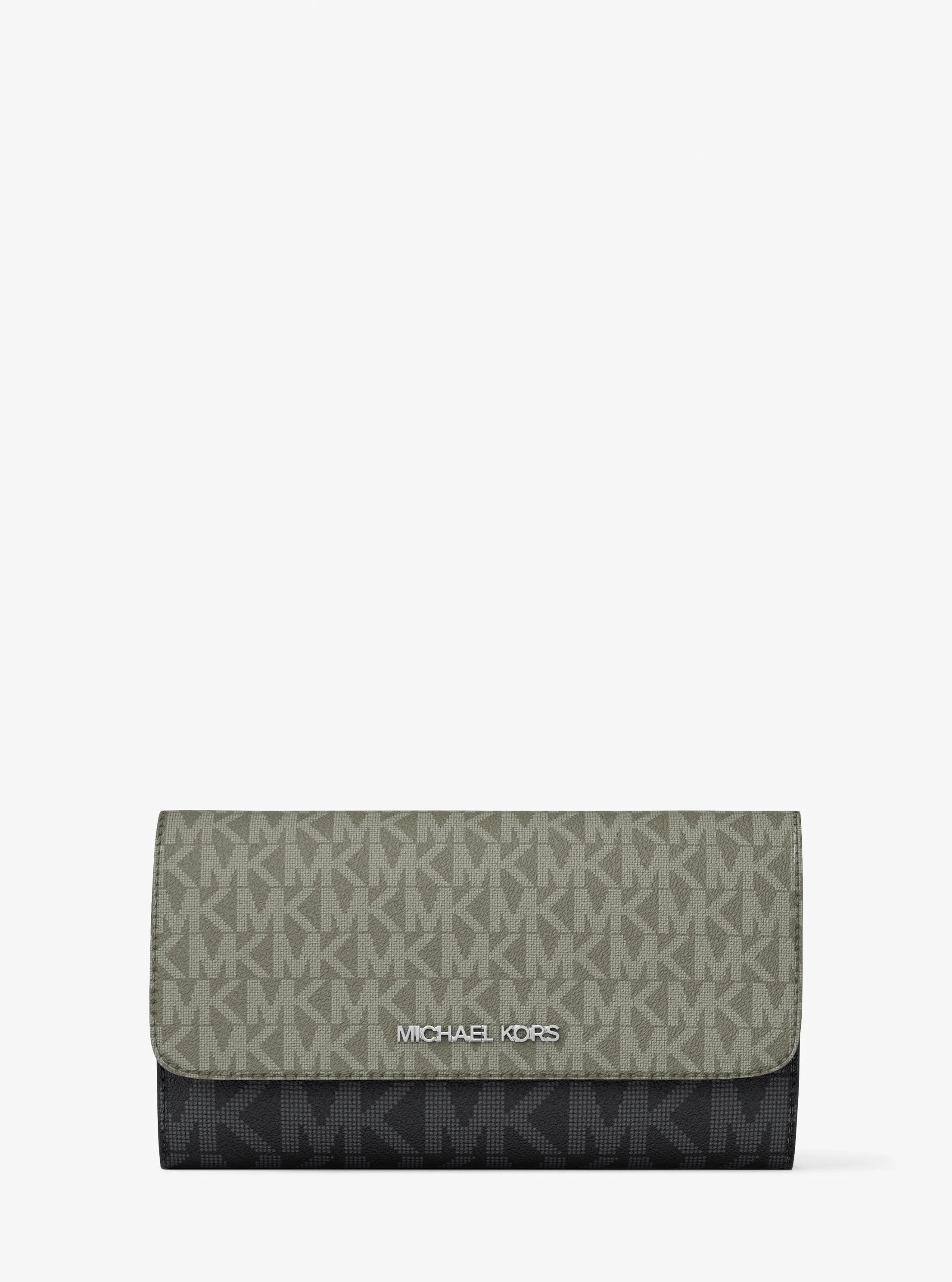 Jet Set Travel Signature Logo Tri-Fold Wallet in OLIVE | Michael Kors