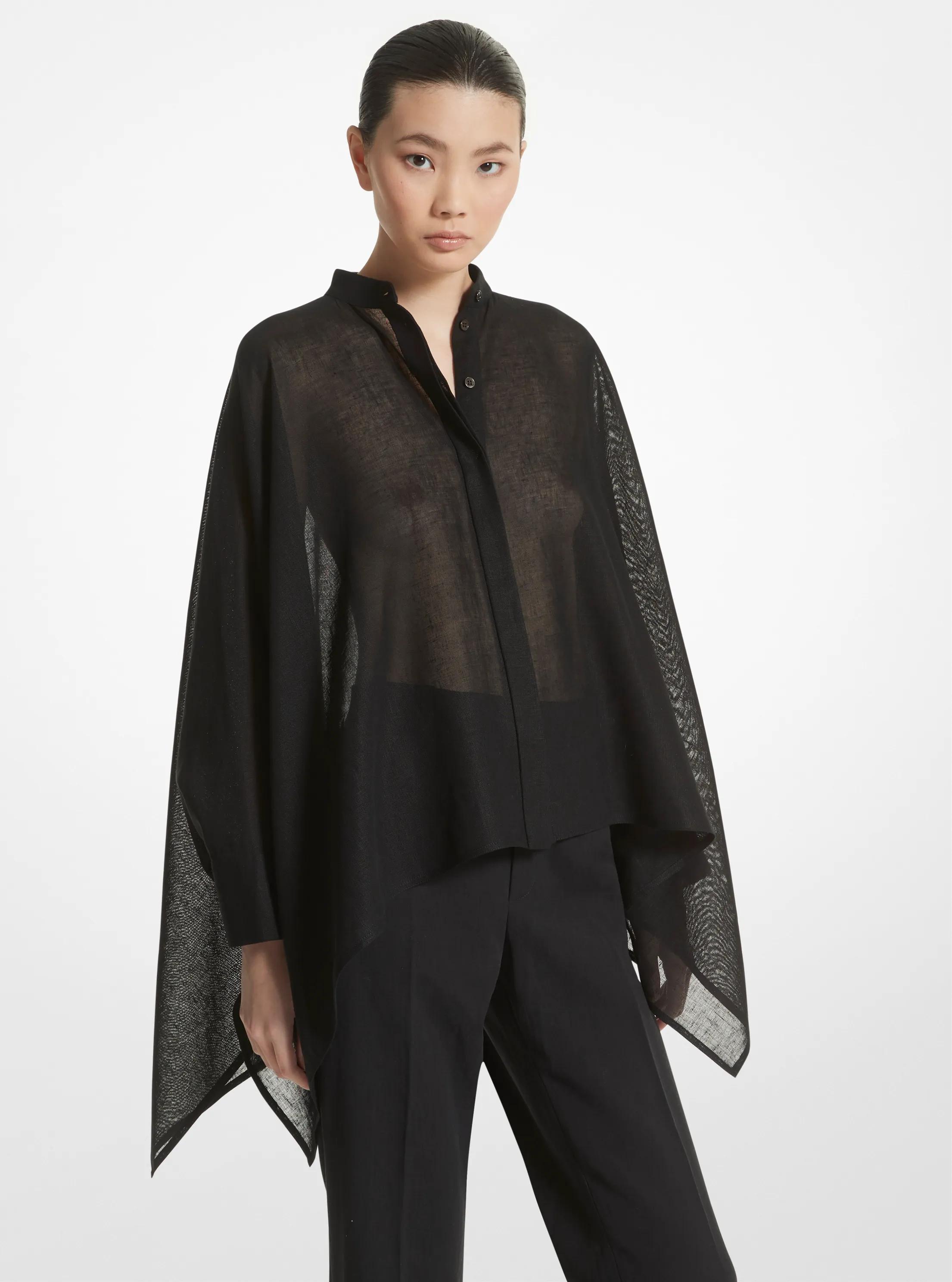 Garza Crepe Draped Hem Shirt in BLACK | Michael Kors