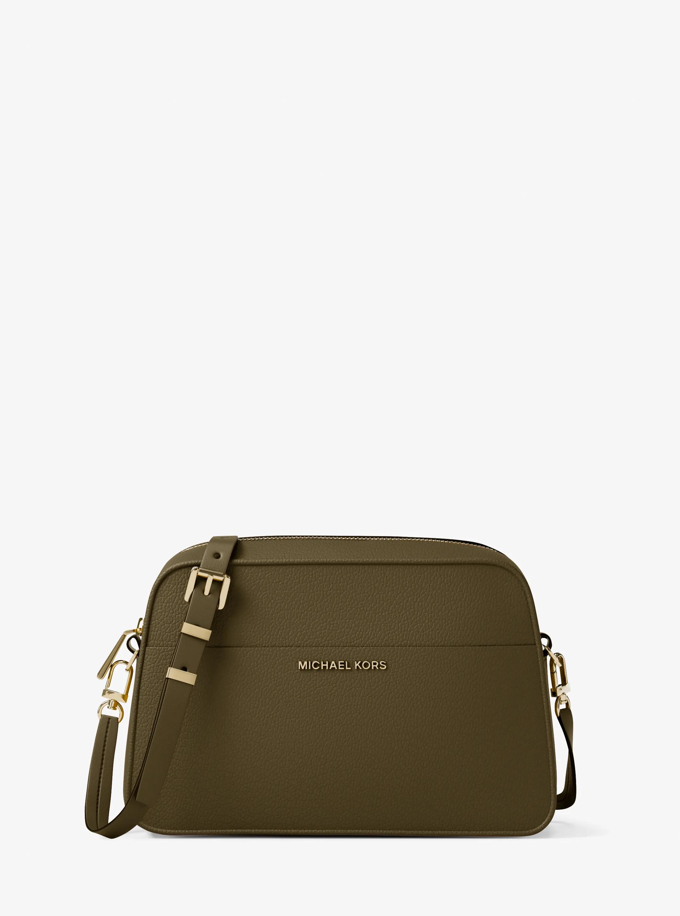 Jet Set Small Leather Camera Crossbody Bag in LODEN | Michael Kors