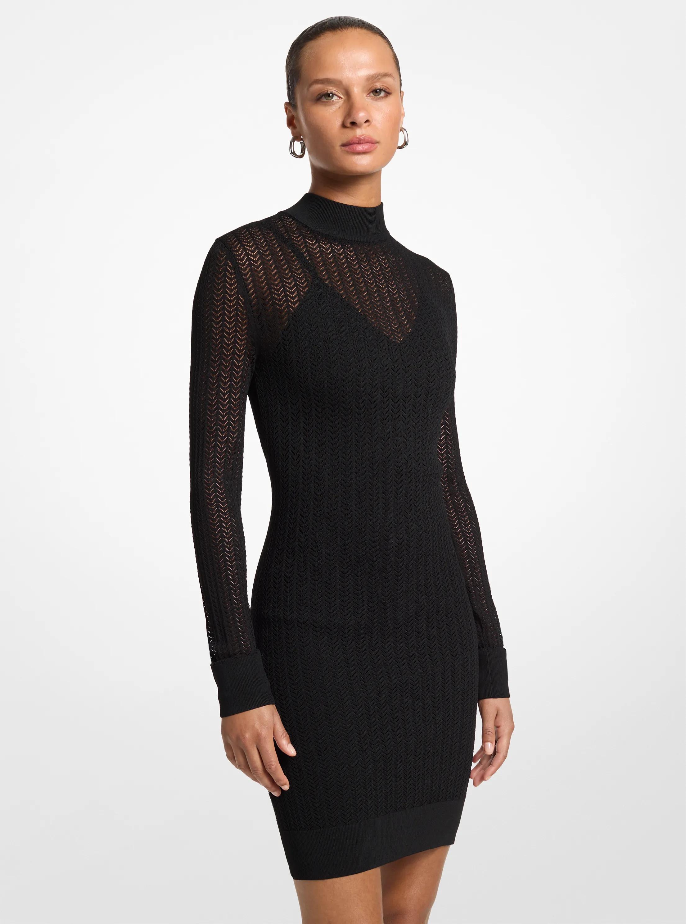 MK Mini-robe en tricot à chevrons - Noir - Michael Kors