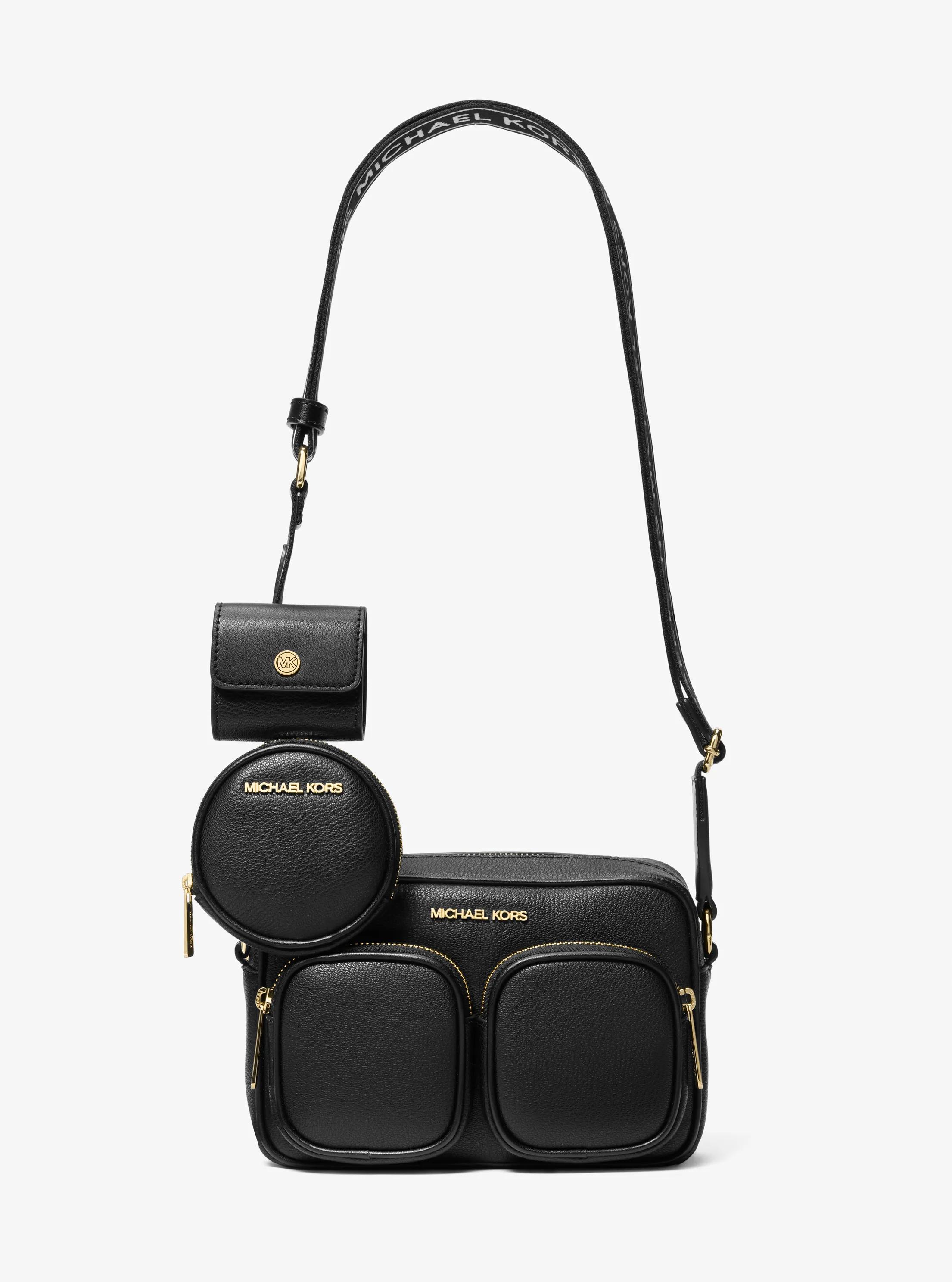 Sac messager Jet Set Travel de taille moyenne en cuir in NOIR | Michael Kors