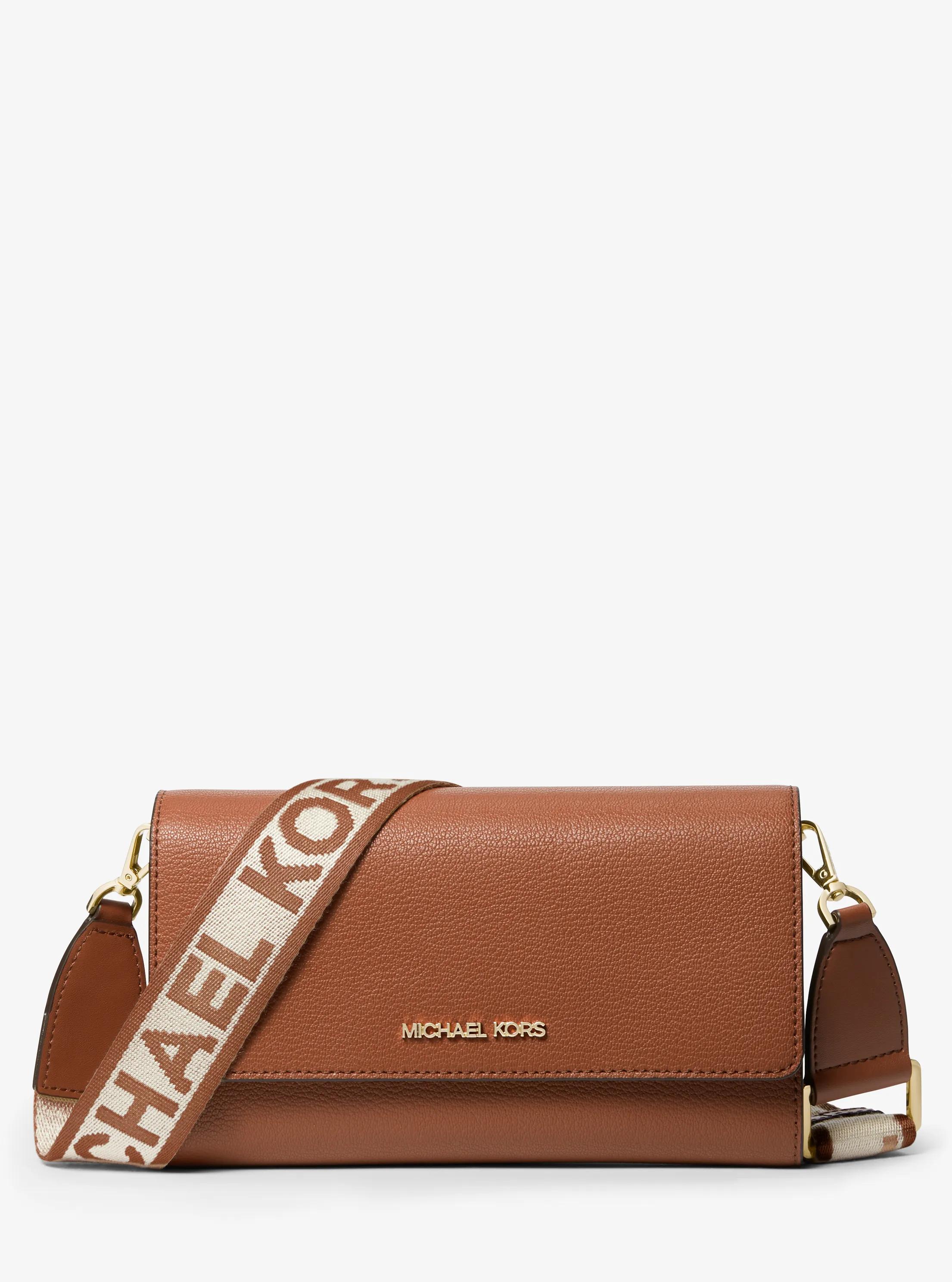 Jet Set Large Leather Crossbody Bag in LUGGAGE | Michael Kors