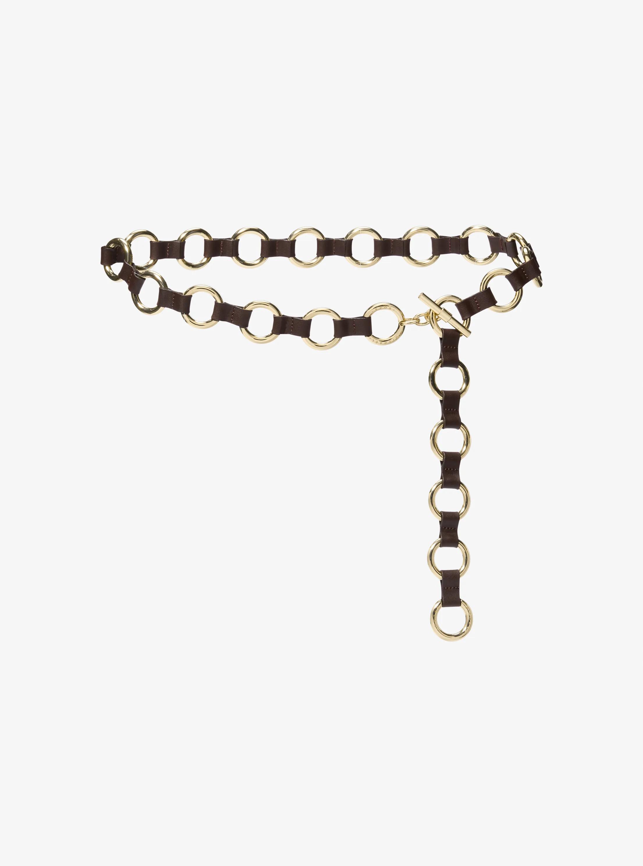 Ceinture en cuir &agrave; cha&icirc;ne &agrave; maillons in CHOCOLAT | Michael Kors