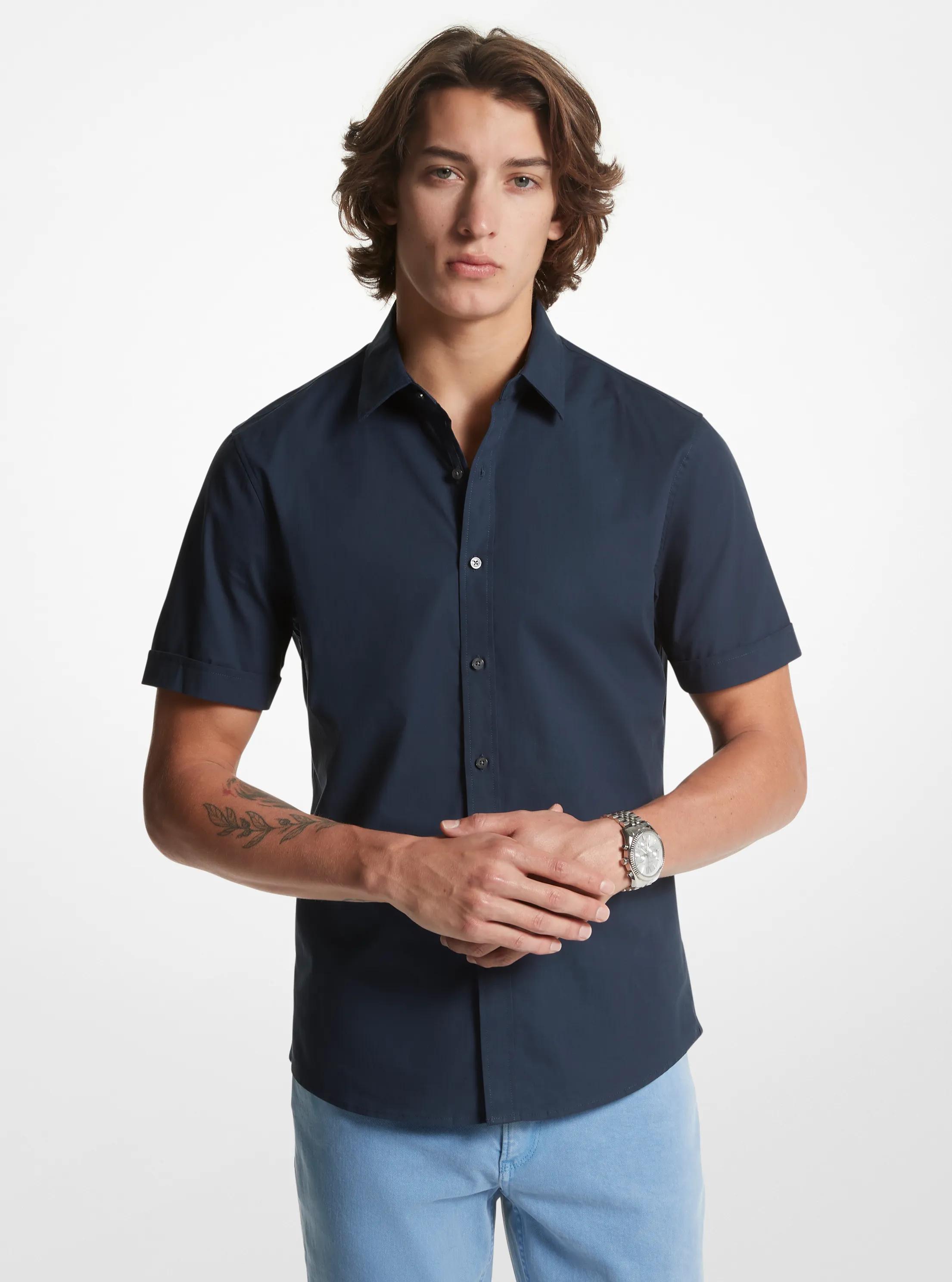 Slim-Fit Stretch Cotton Shirt in MIDNIGHT | Michael Kors