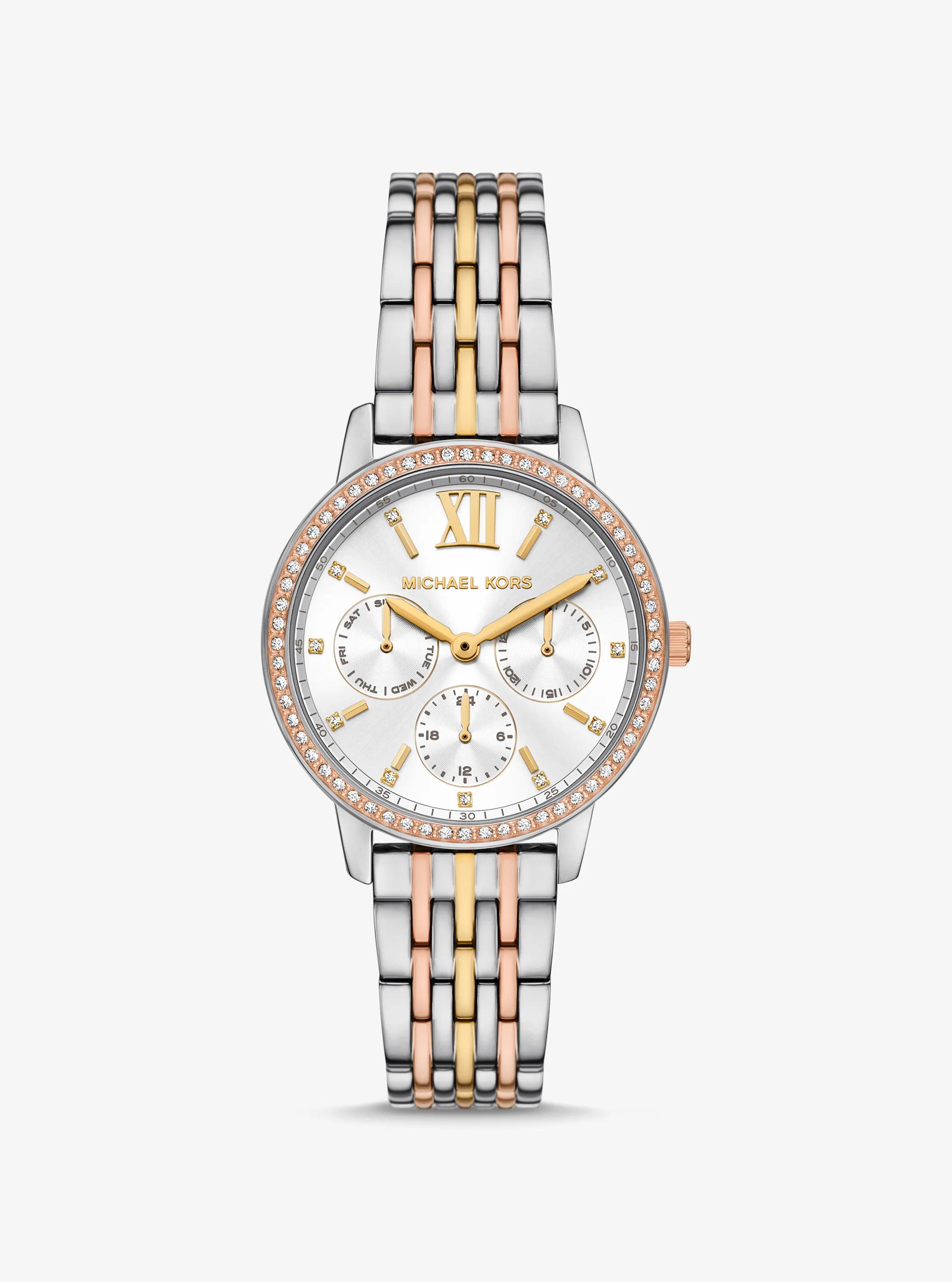 Melissa Pav&eacute; Tri-Tone Watch in TRI TONE | Michael Kors