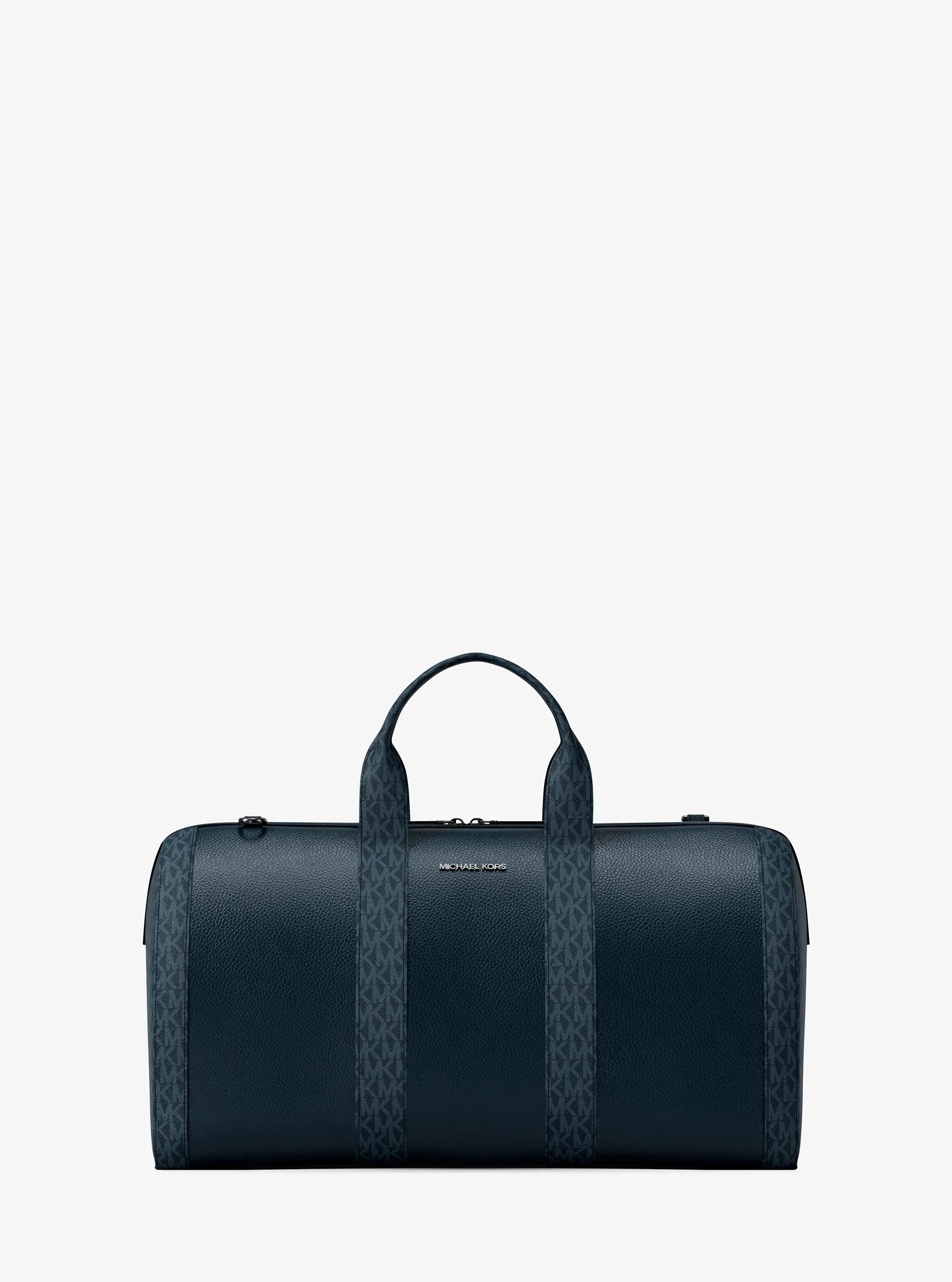 Cooper Pebbled Leather and Signature Logo Duffel Bag in NAVY | Michael Kors