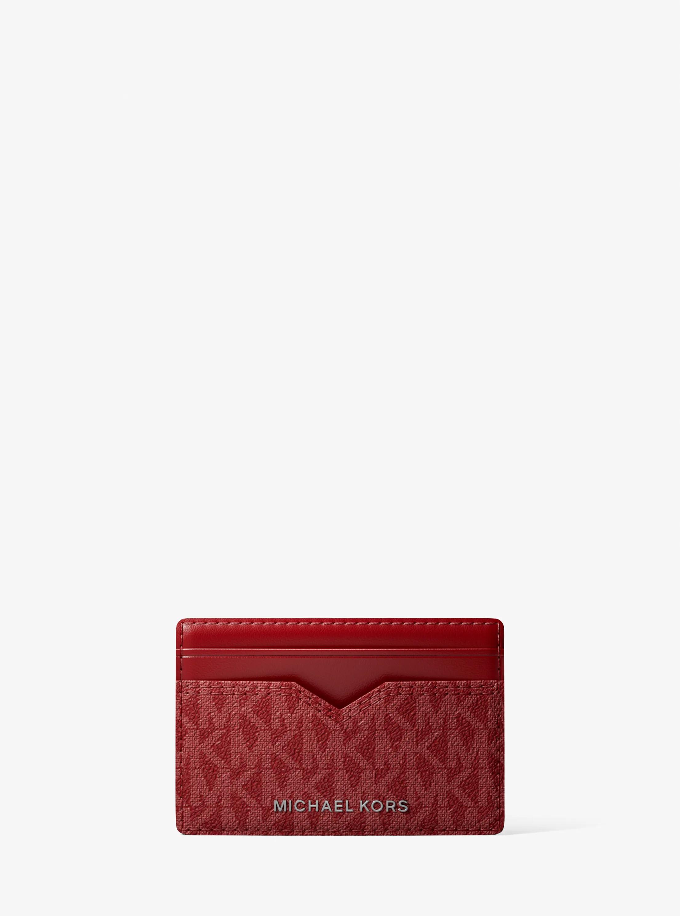 Porte-cartes Hudson &agrave; logo Signature in ROUGE PROFOND | Michael Kors