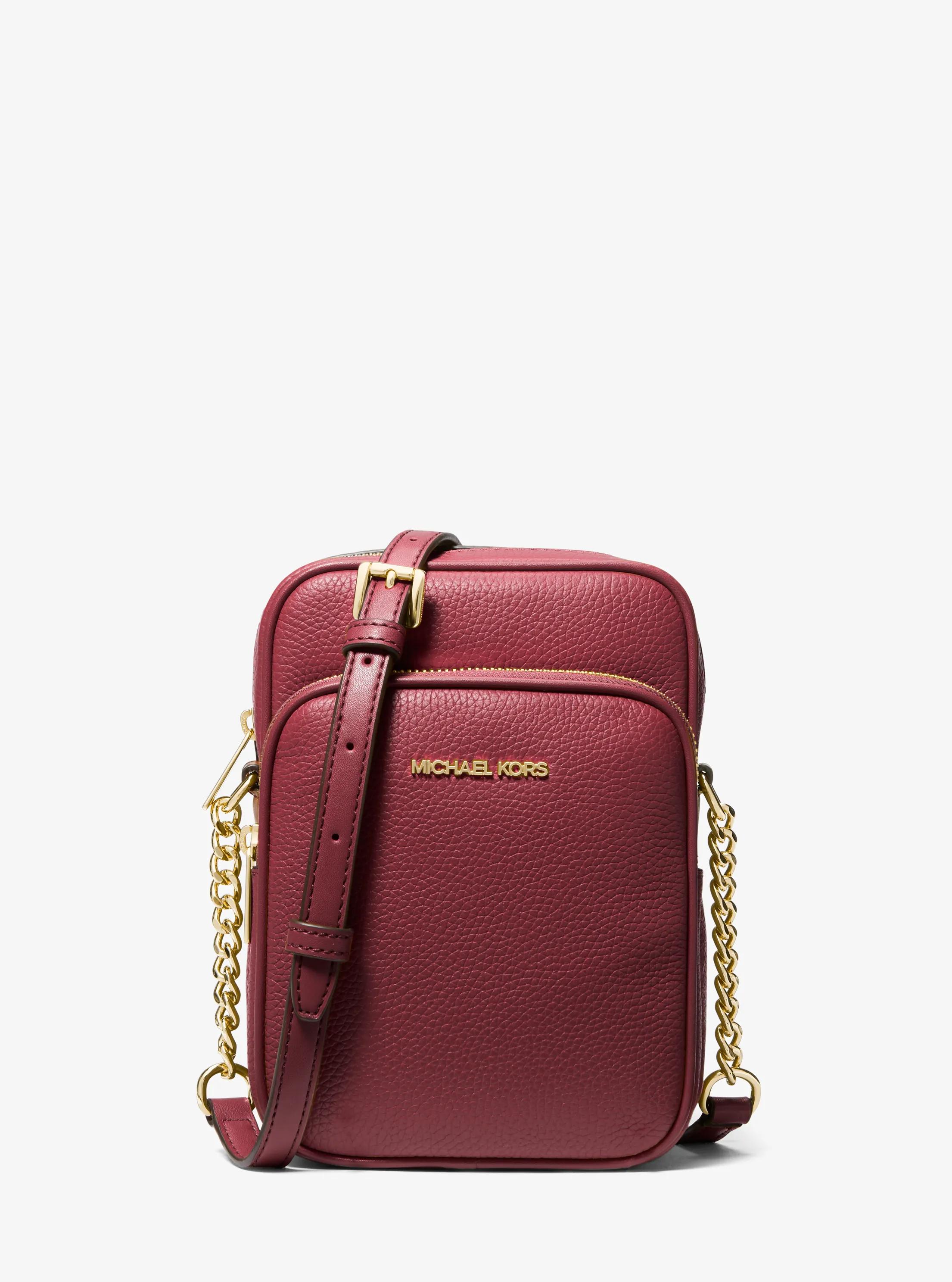 Jet Set Travel Medium Pebbled Leather Crossbody Bag in OXBLOOD | Michael Kors