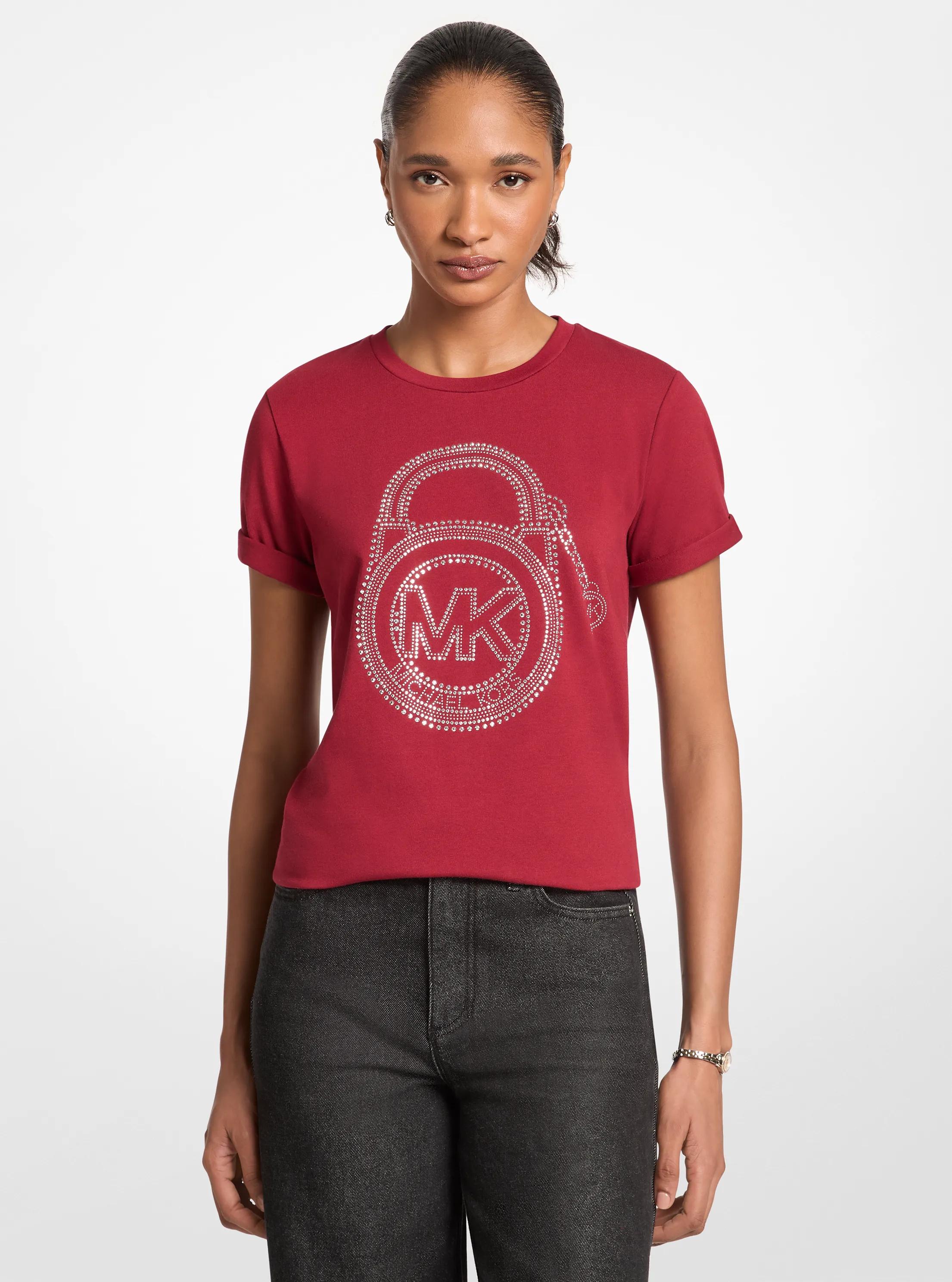 T-shirt &agrave; logo graphique et &agrave; ornements in BORDEAUX | Michael Kors