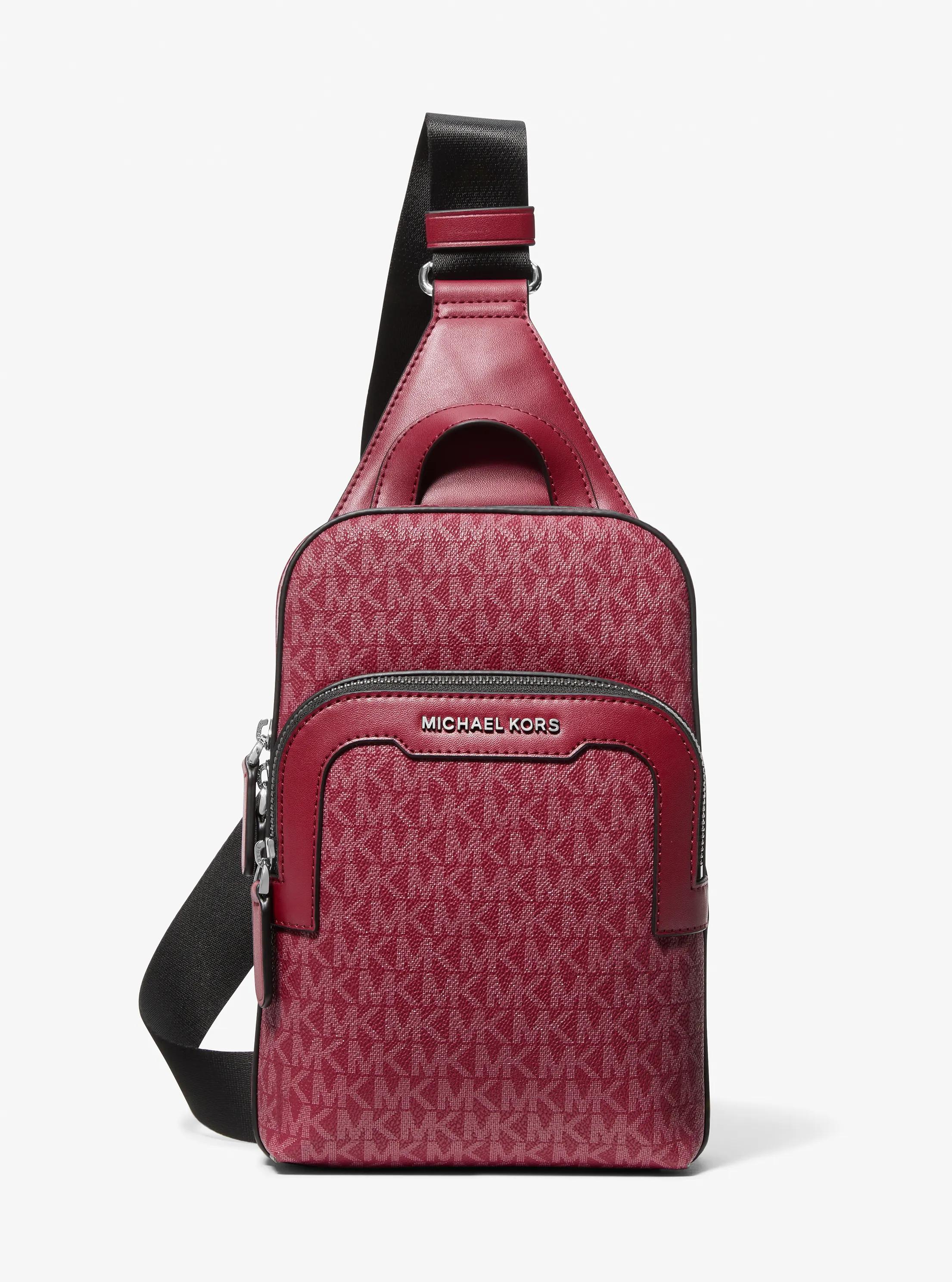Hudson Medium Signature Logo Sling Bag  in DEEP RED | Michael Kors