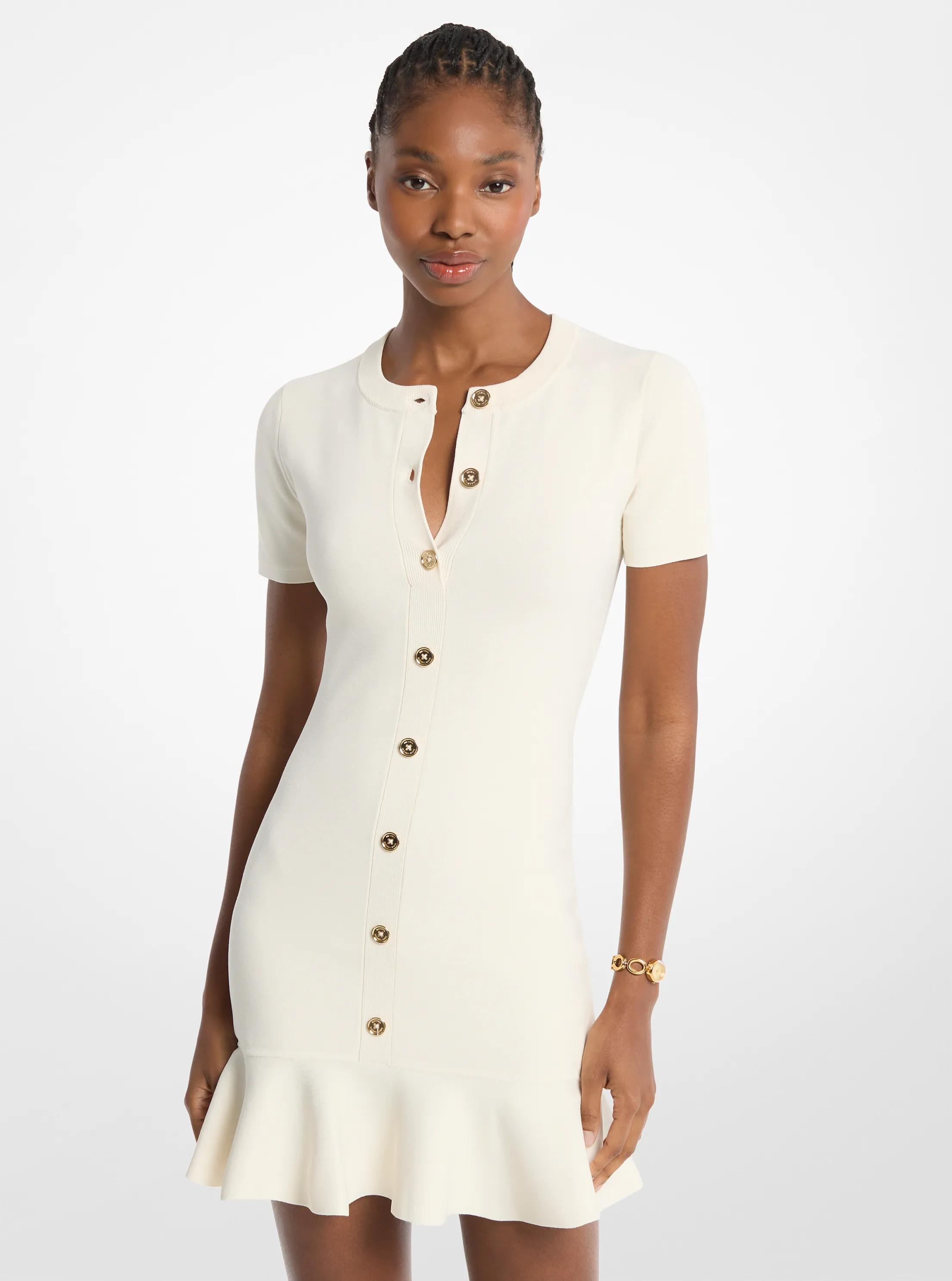 Knit Button-Up Dress in BONE | Michael Kors