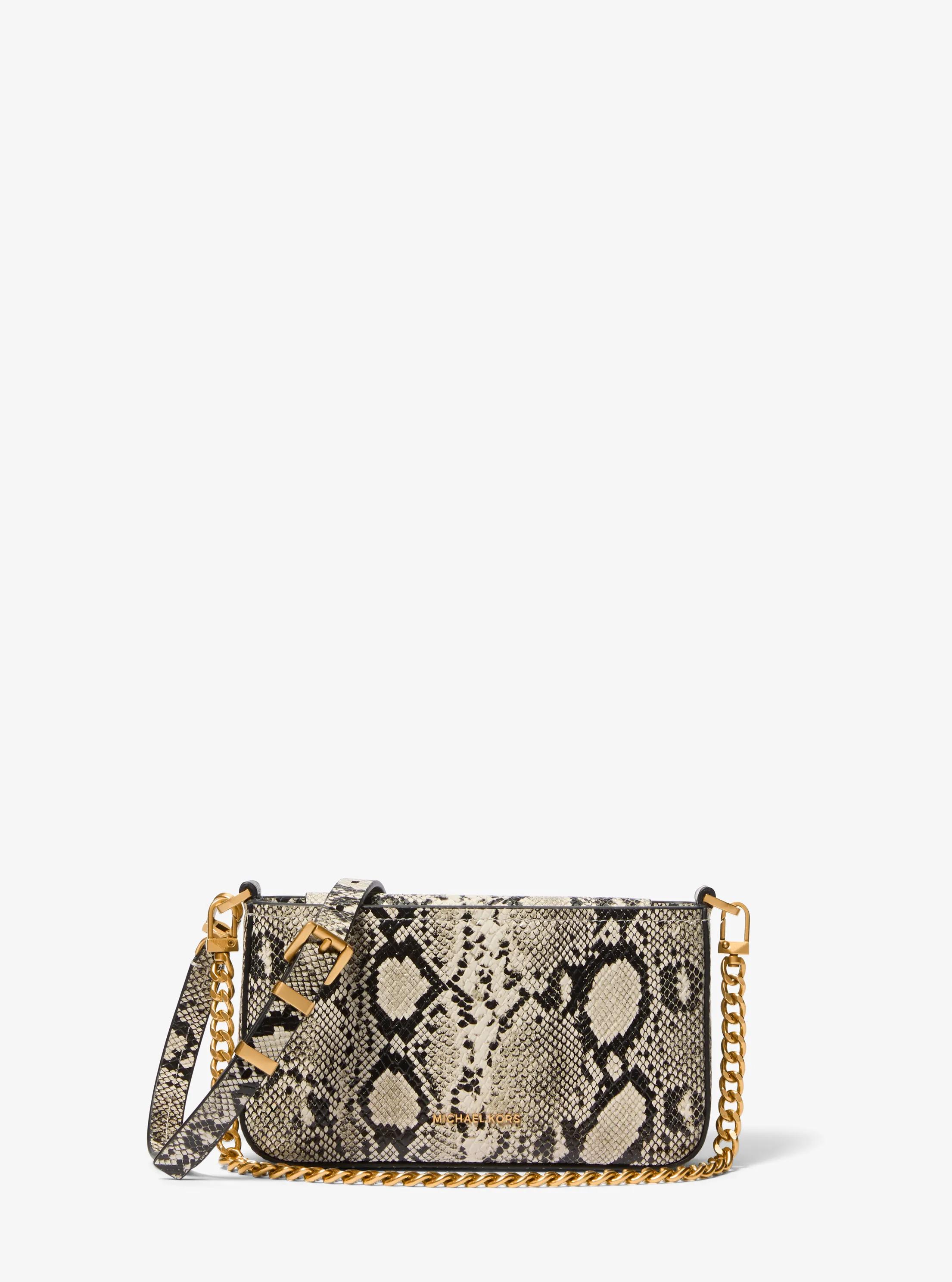 Pochette Bryant peque&ntilde;o de piel con motivo de serpiente en relieve