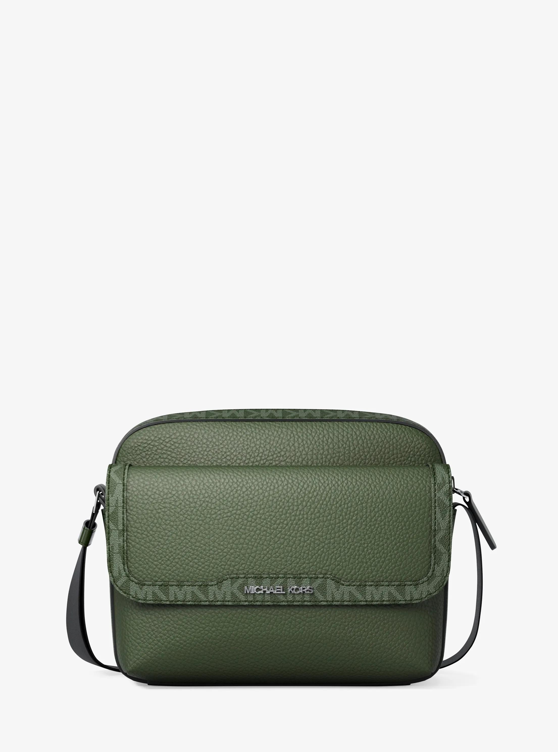Cooper Medium Pebbled Leather and Signature Logo Camera Crossbody Bag in MOSS | Michael Kors